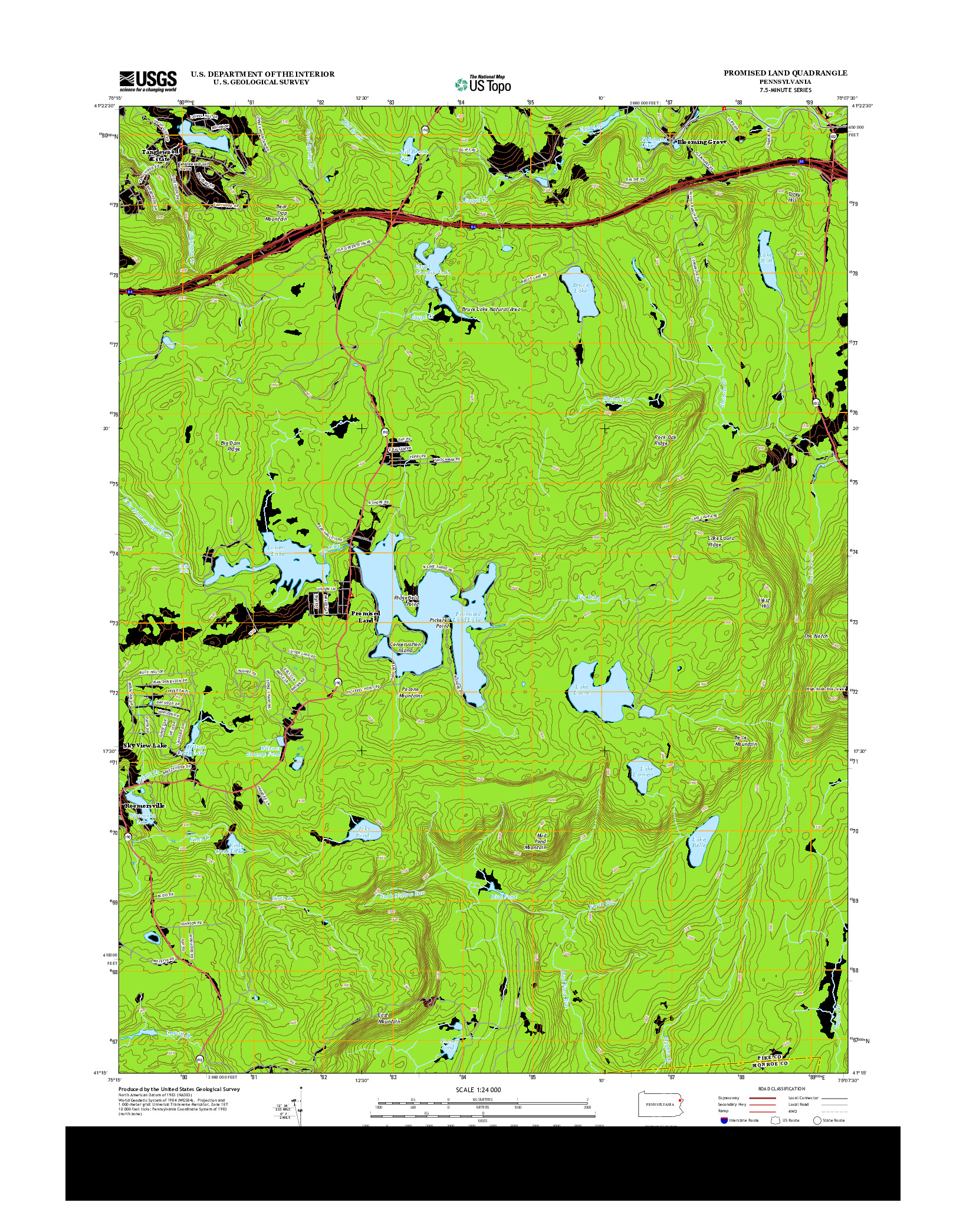 USGS US TOPO 7.5-MINUTE MAP FOR PROMISED LAND, PA 2013