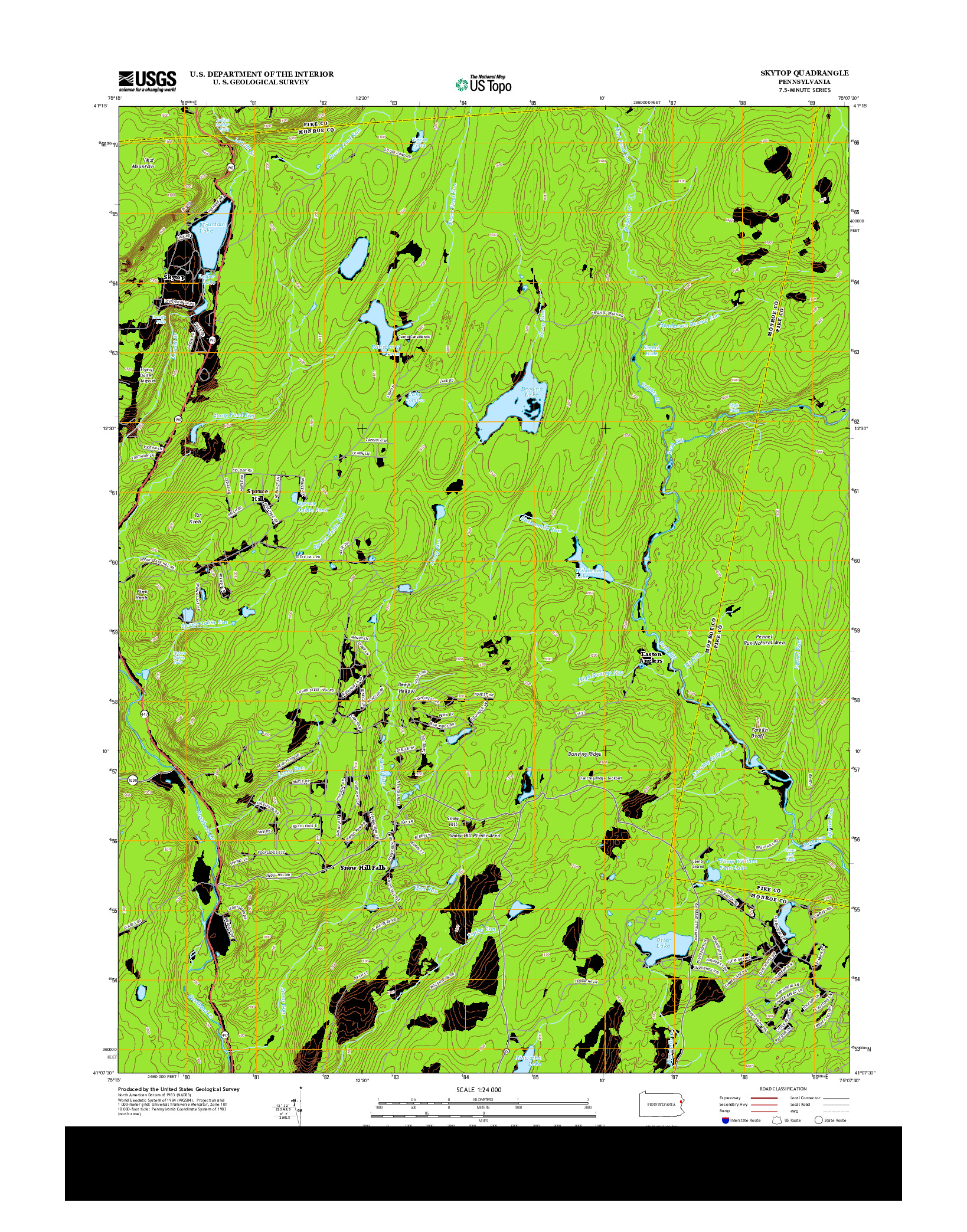 USGS US TOPO 7.5-MINUTE MAP FOR SKYTOP, PA 2013