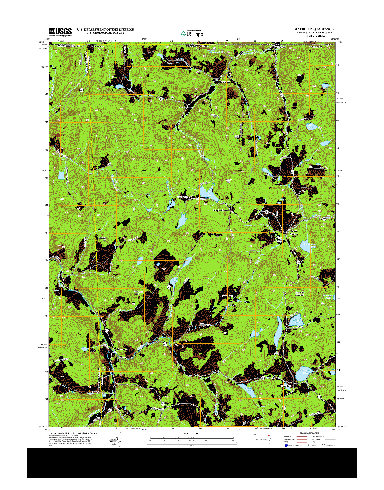 USGS US TOPO 7.5-MINUTE MAP FOR STARRUCCA, PA-NY 2013