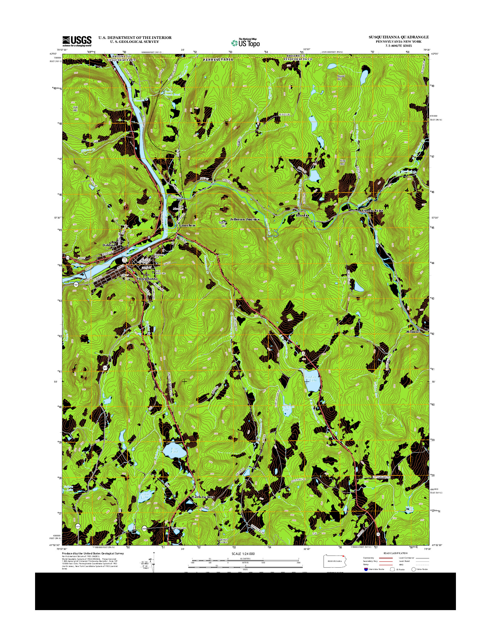 USGS US TOPO 7.5-MINUTE MAP FOR SUSQUEHANNA, PA-NY 2013