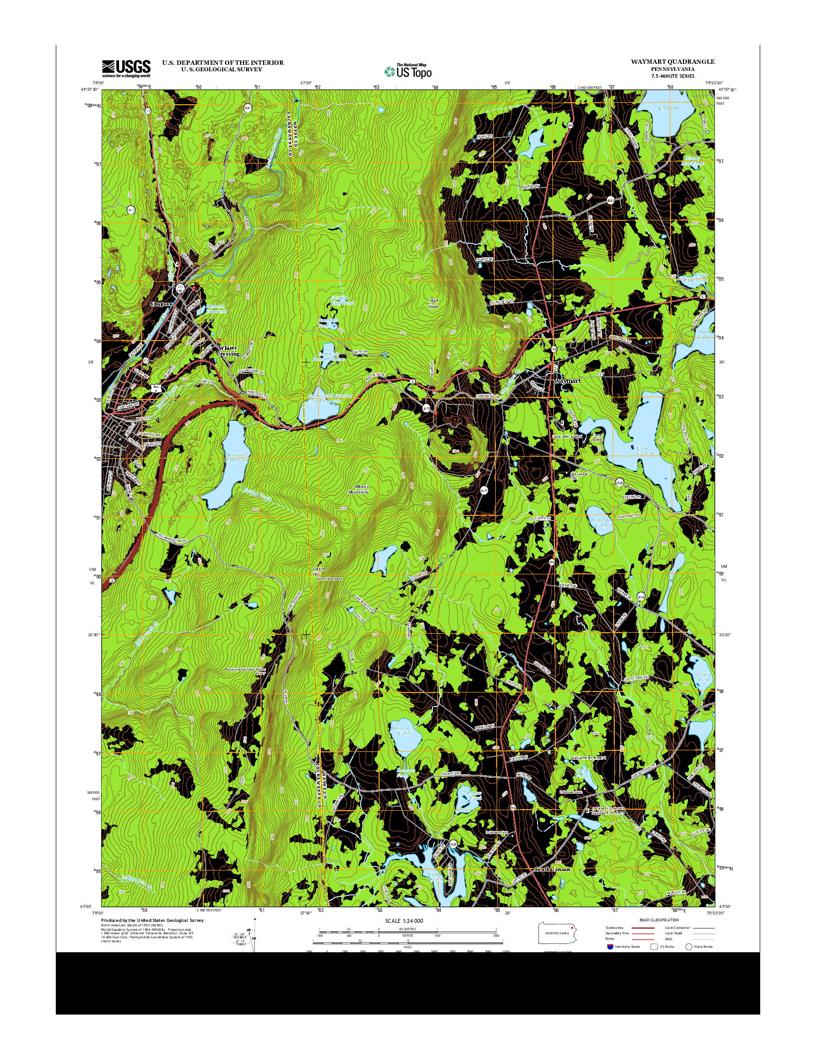 USGS US TOPO 7.5-MINUTE MAP FOR WAYMART, PA 2013