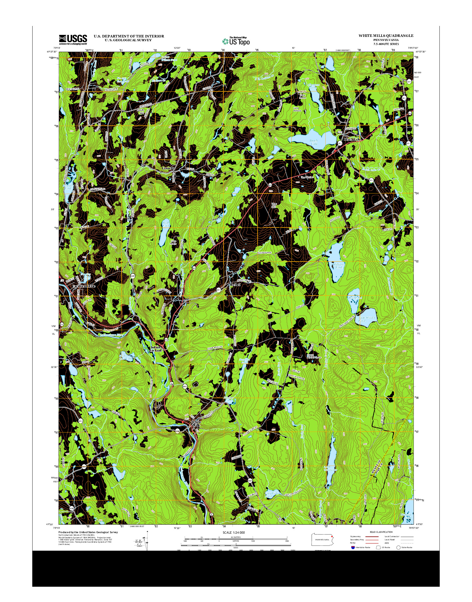 USGS US TOPO 7.5-MINUTE MAP FOR WHITE MILLS, PA 2013
