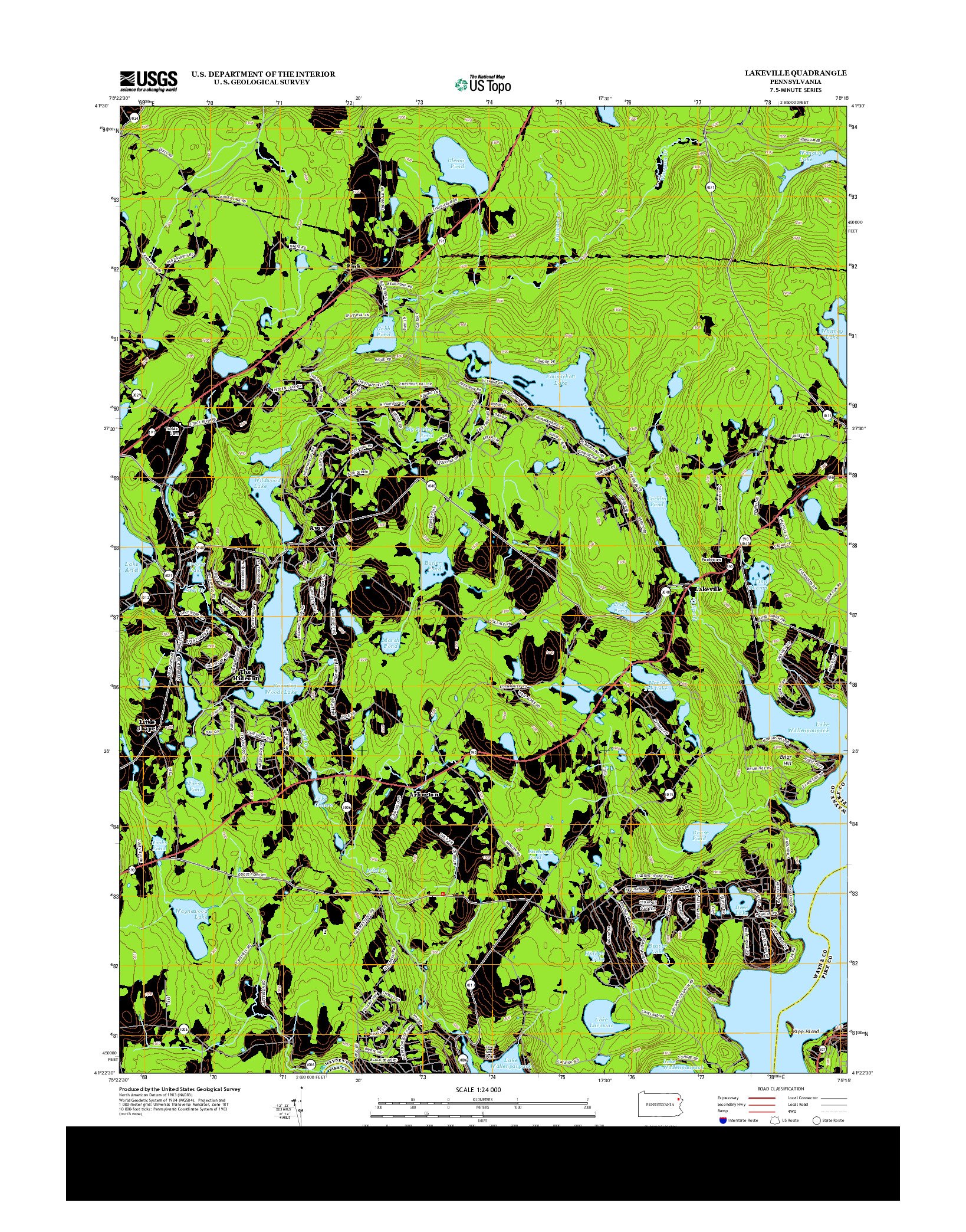 USGS US TOPO 7.5-MINUTE MAP FOR LAKEVILLE, PA 2013
