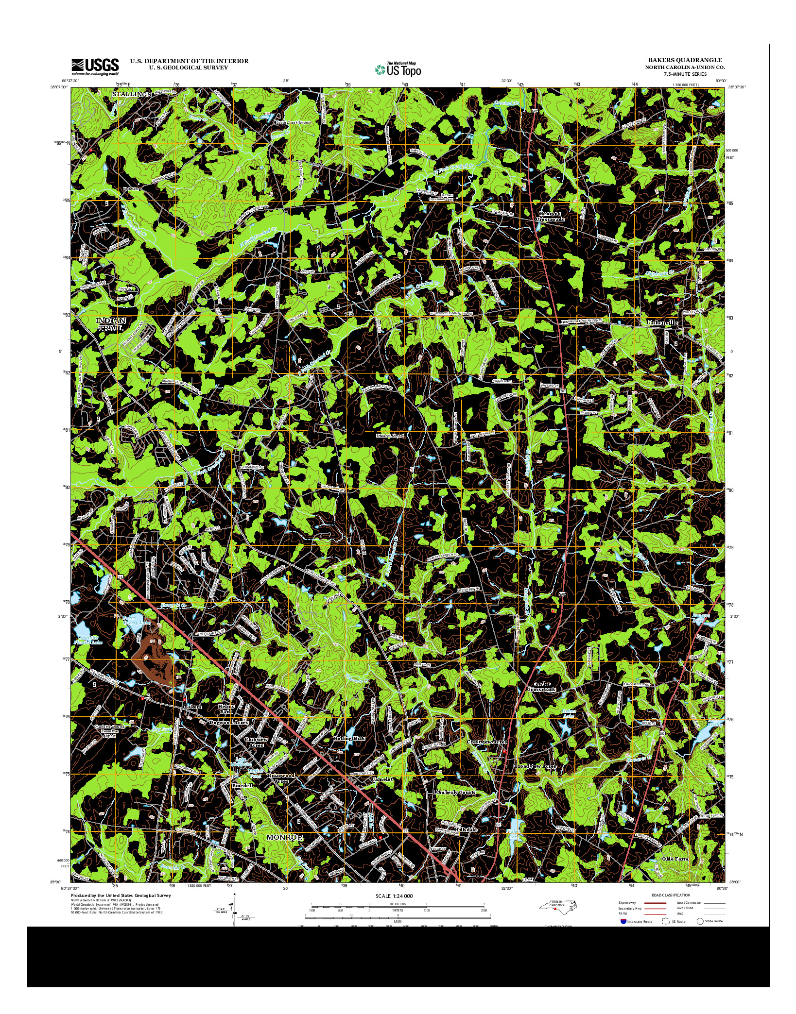 USGS US TOPO 7.5-MINUTE MAP FOR BAKERS, NC 2013