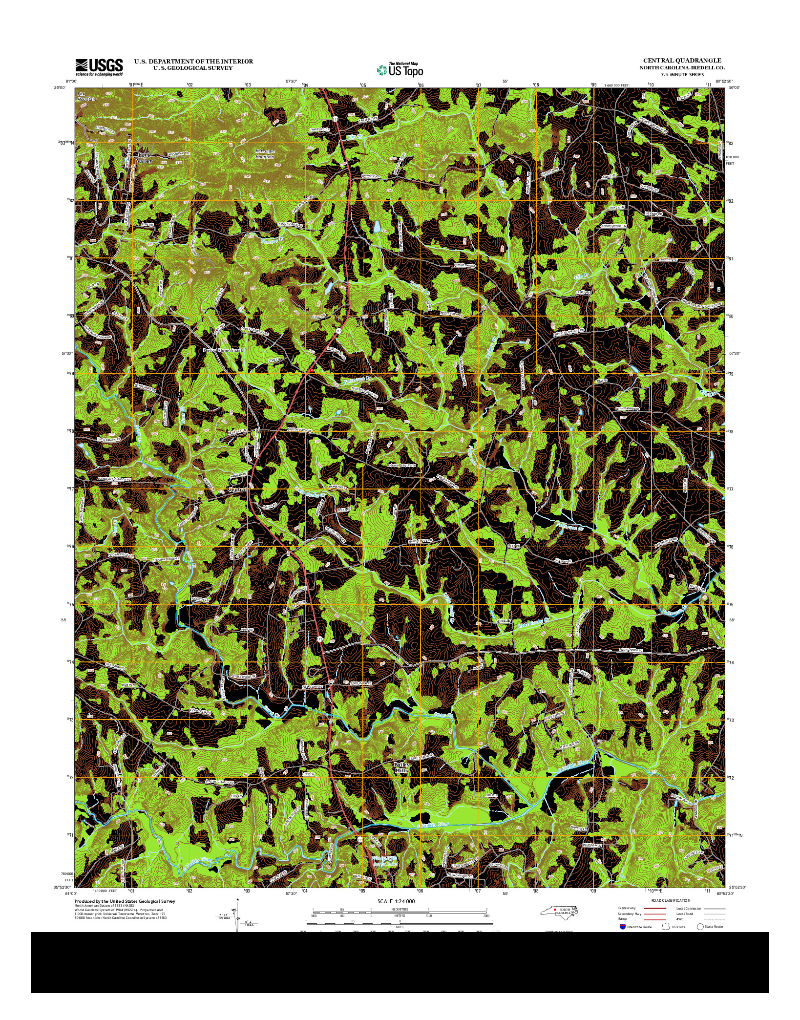 USGS US TOPO 7.5-MINUTE MAP FOR CENTRAL, NC 2013