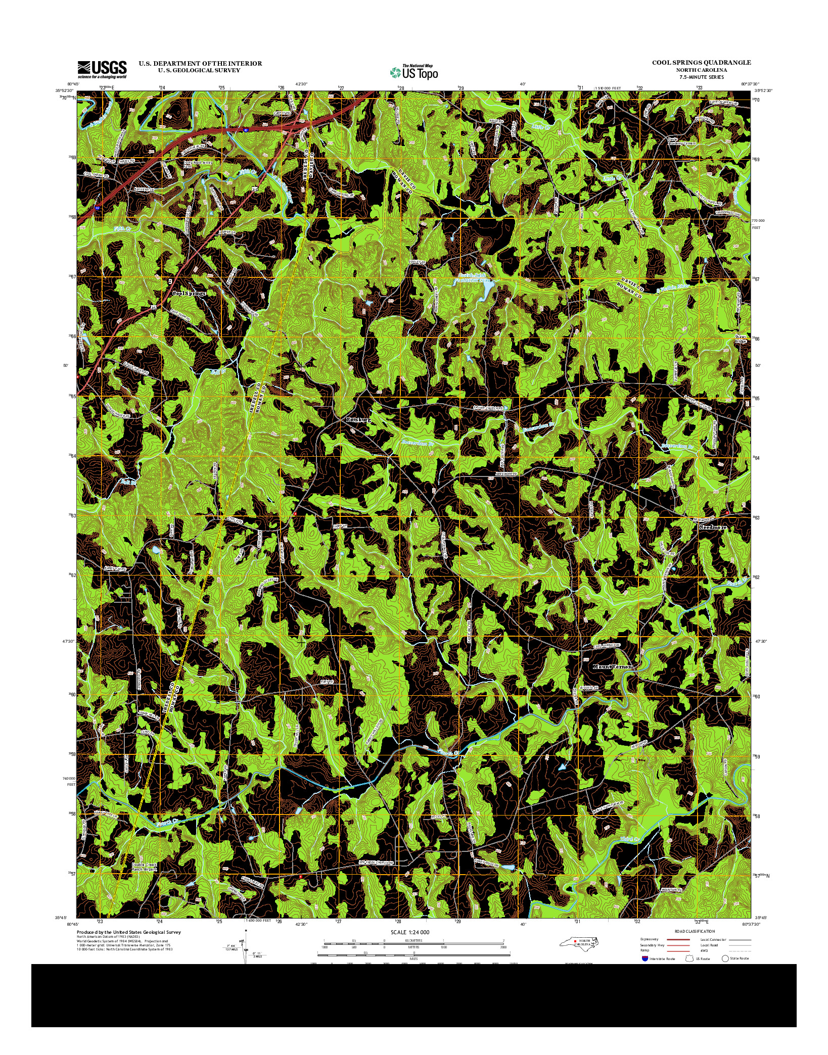 USGS US TOPO 7.5-MINUTE MAP FOR COOL SPRINGS, NC 2013