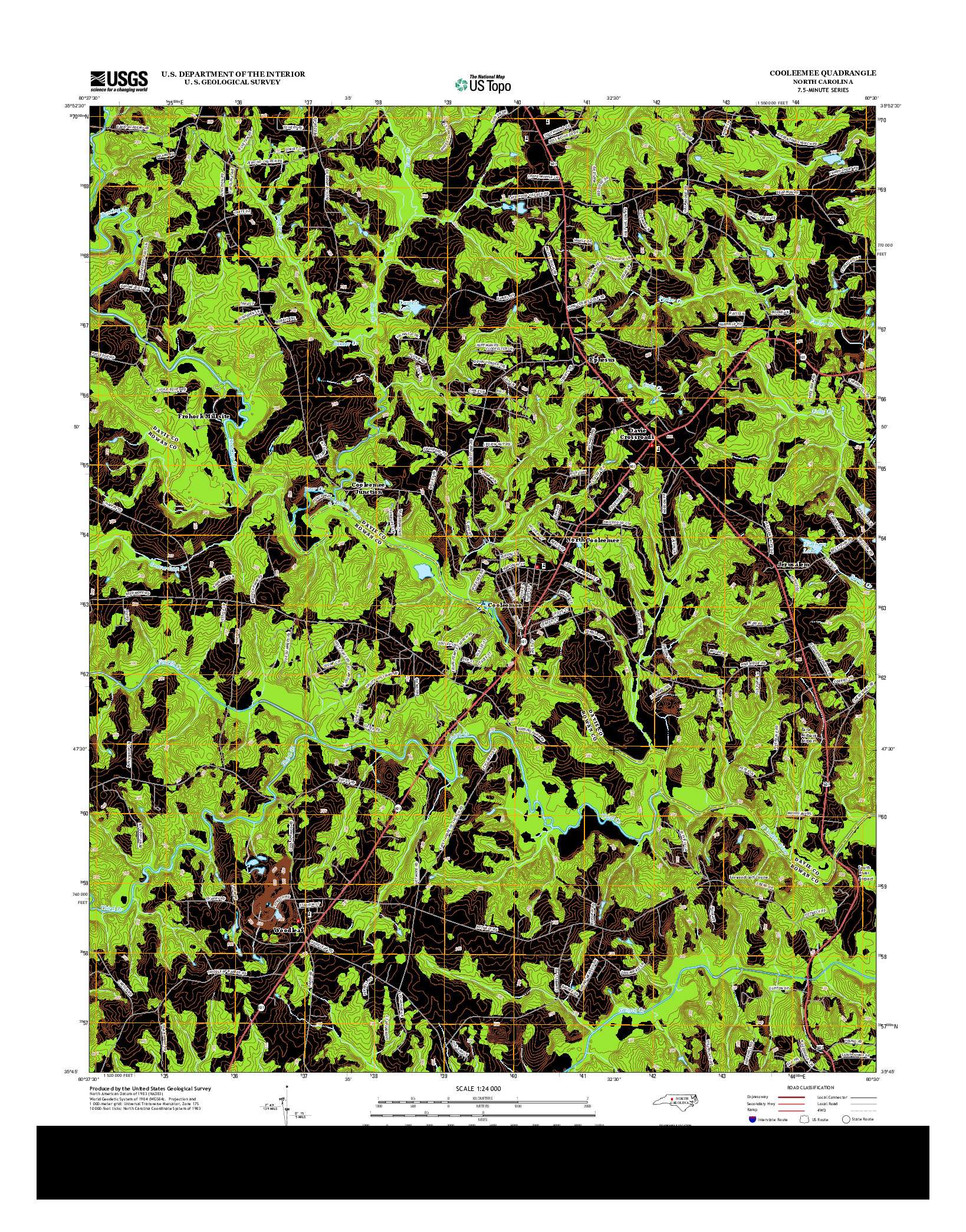 USGS US TOPO 7.5-MINUTE MAP FOR COOLEEMEE, NC 2013