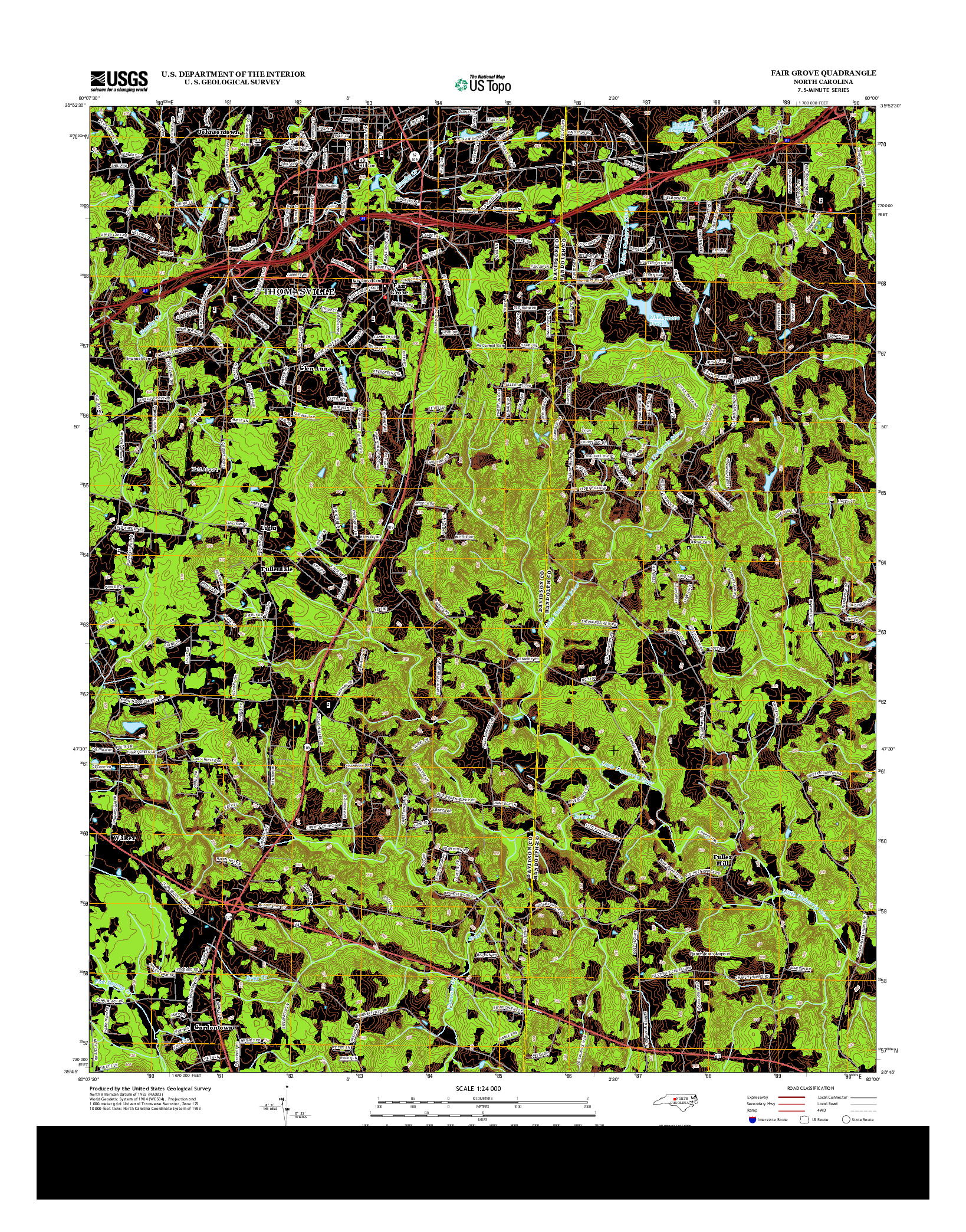 USGS US TOPO 7.5-MINUTE MAP FOR FAIR GROVE, NC 2013