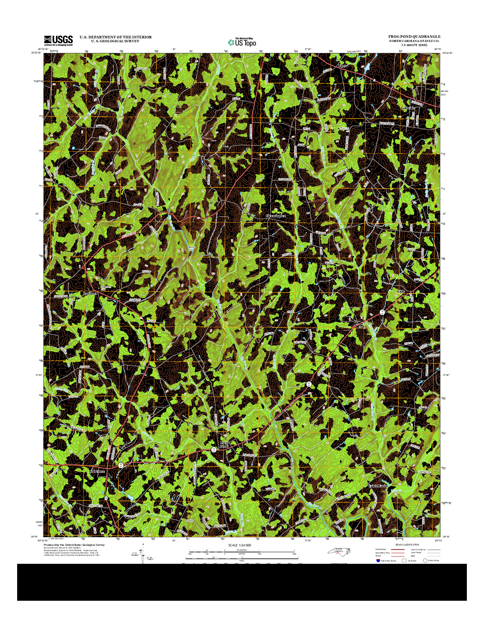 USGS US TOPO 7.5-MINUTE MAP FOR FROG POND, NC 2013