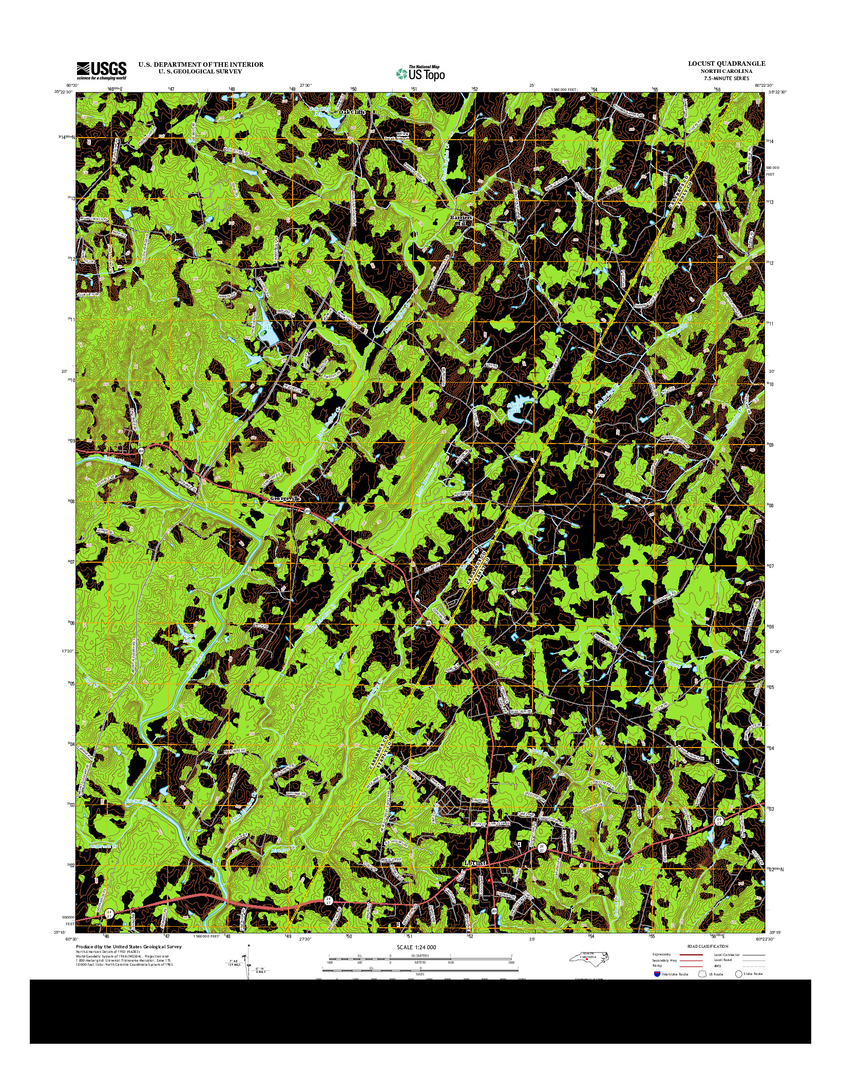 USGS US TOPO 7.5-MINUTE MAP FOR LOCUST, NC 2013