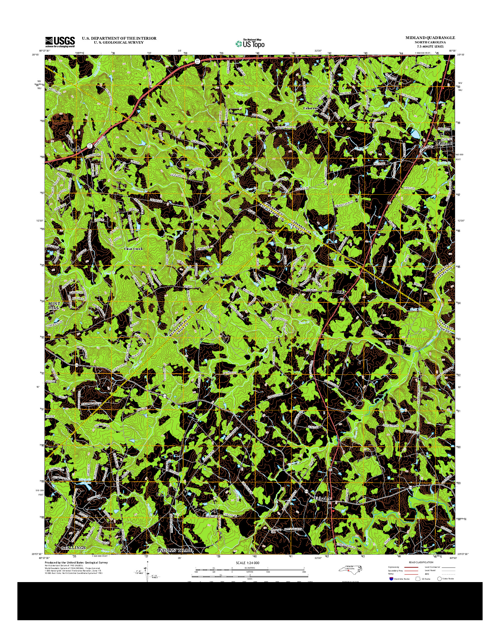 USGS US TOPO 7.5-MINUTE MAP FOR MIDLAND, NC 2013