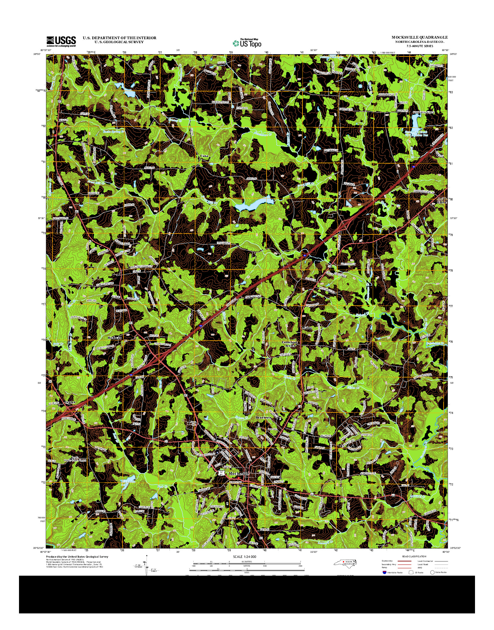 USGS US TOPO 7.5-MINUTE MAP FOR MOCKSVILLE, NC 2013