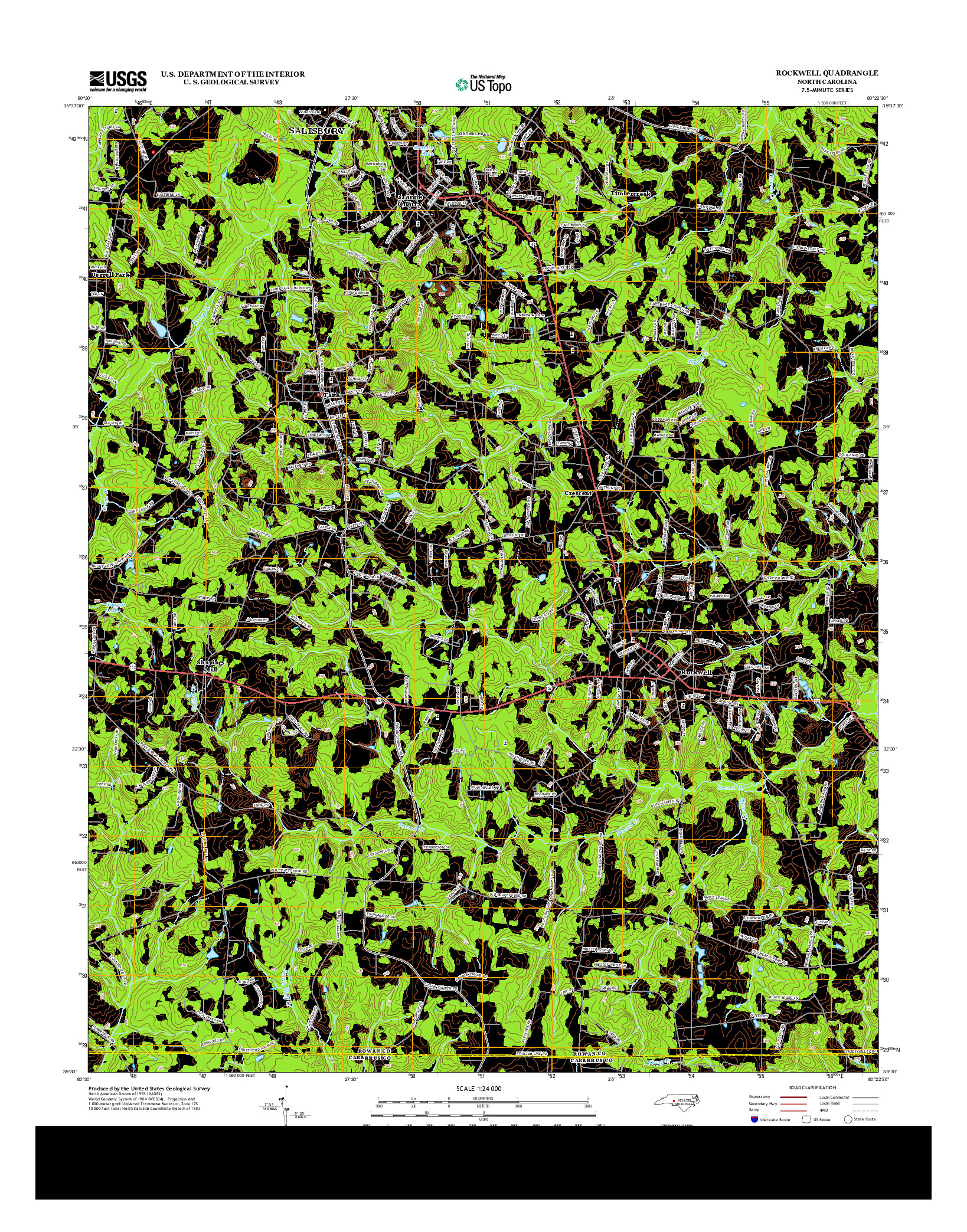 USGS US TOPO 7.5-MINUTE MAP FOR ROCKWELL, NC 2013