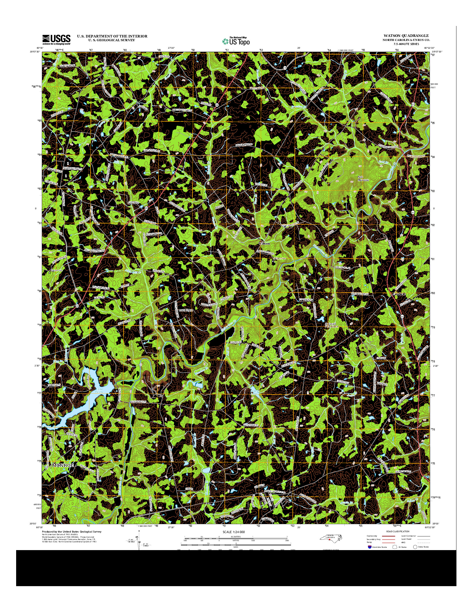 USGS US TOPO 7.5-MINUTE MAP FOR WATSON, NC 2013