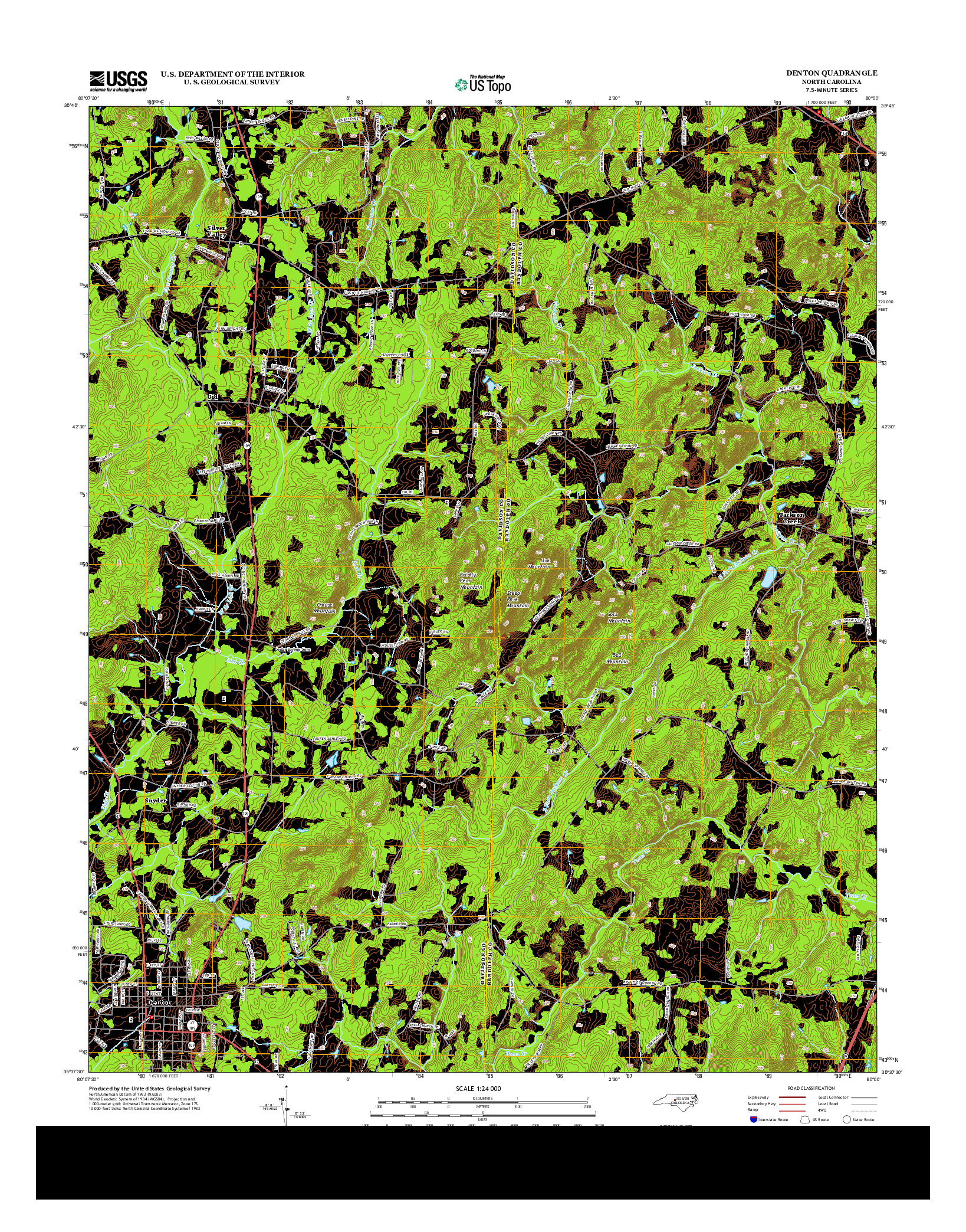 USGS US TOPO 7.5-MINUTE MAP FOR DENTON, NC 2013