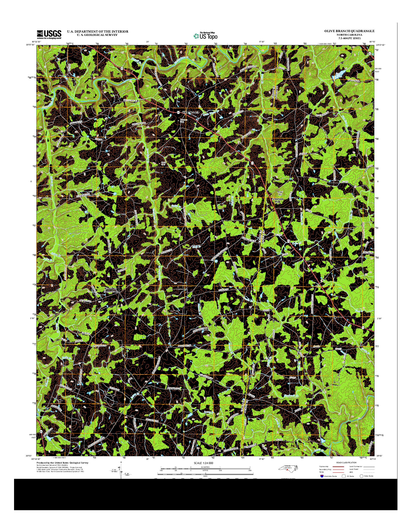 USGS US TOPO 7.5-MINUTE MAP FOR OLIVE BRANCH, NC 2013