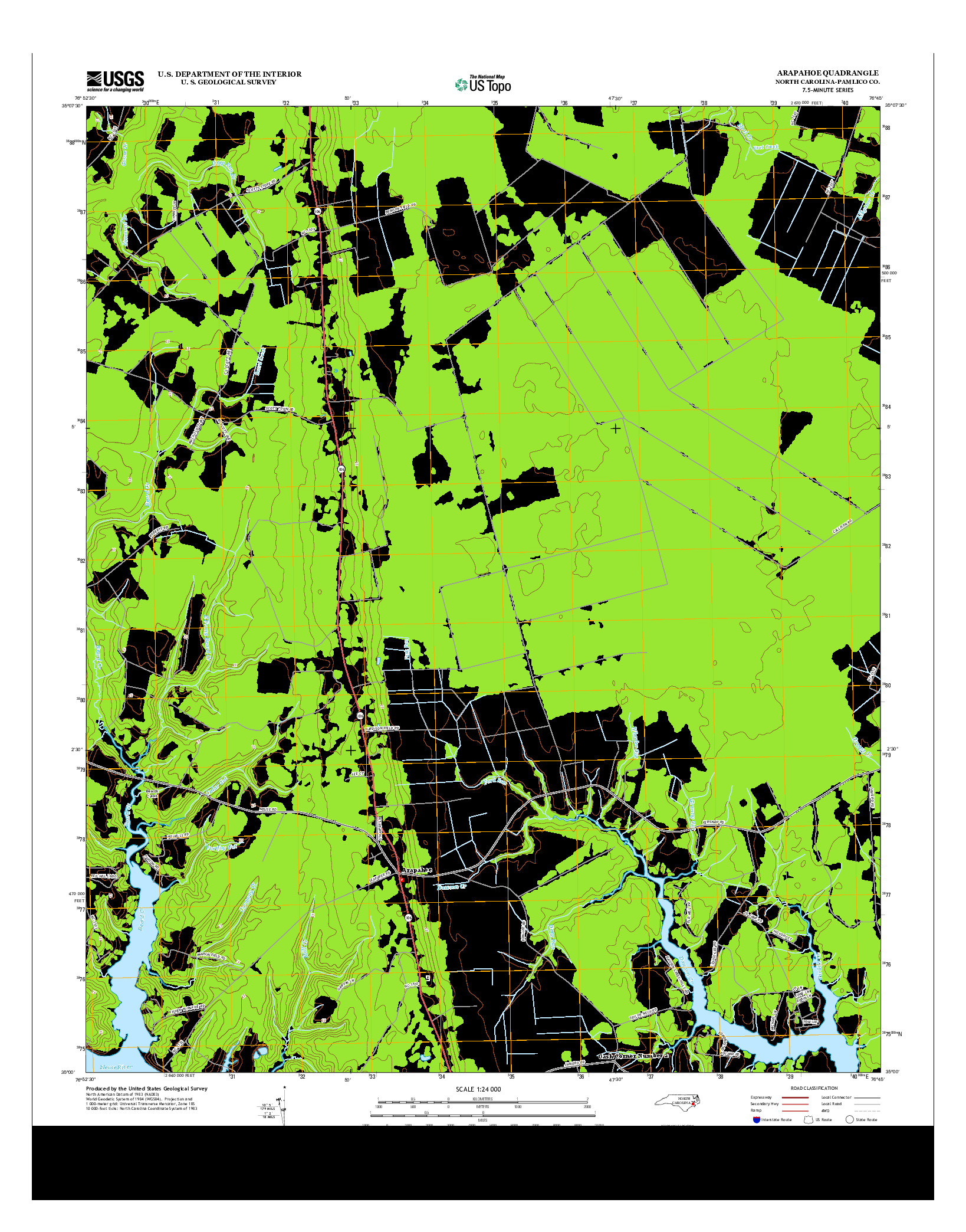 USGS US TOPO 7.5-MINUTE MAP FOR ARAPAHOE, NC 2013