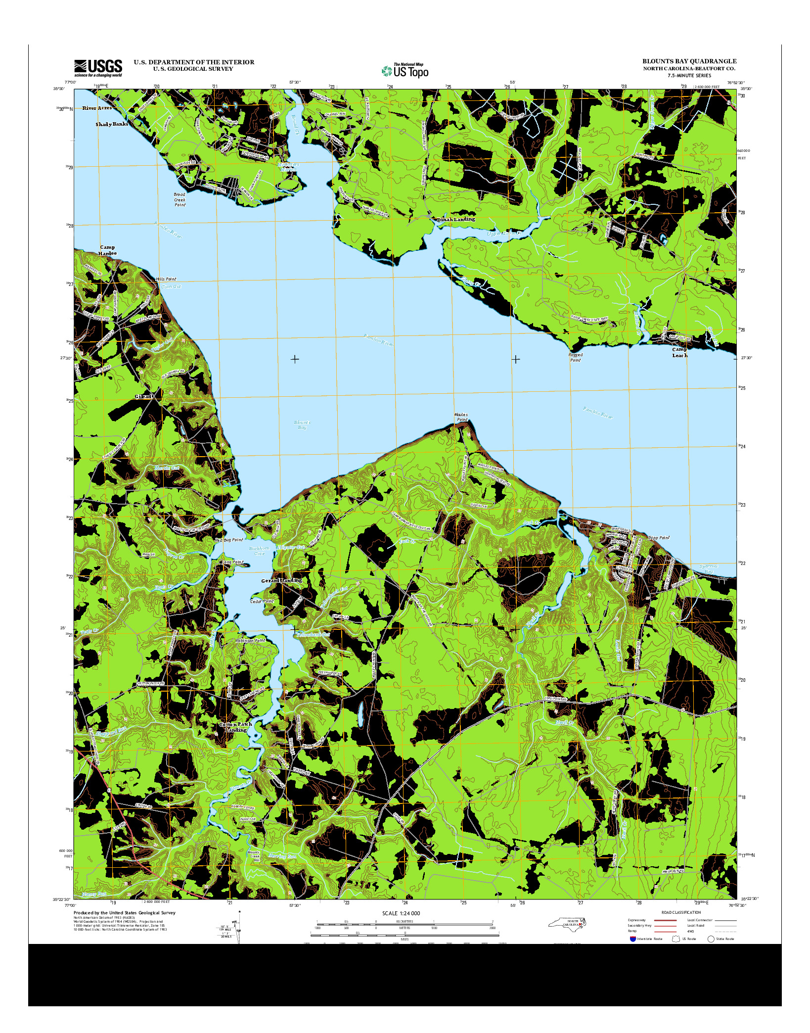 USGS US TOPO 7.5-MINUTE MAP FOR BLOUNTS BAY, NC 2013