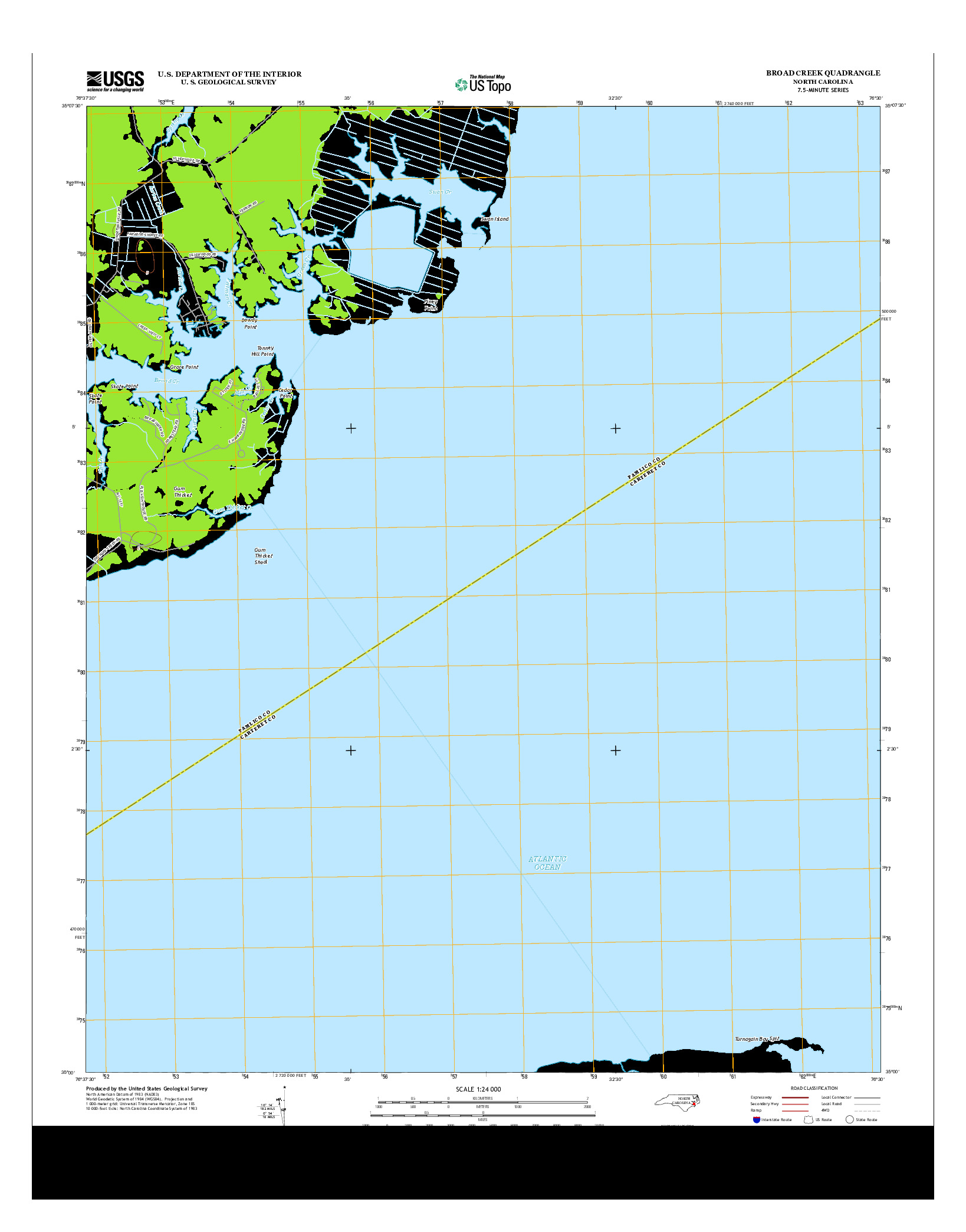 USGS US TOPO 7.5-MINUTE MAP FOR BROAD CREEK, NC 2013