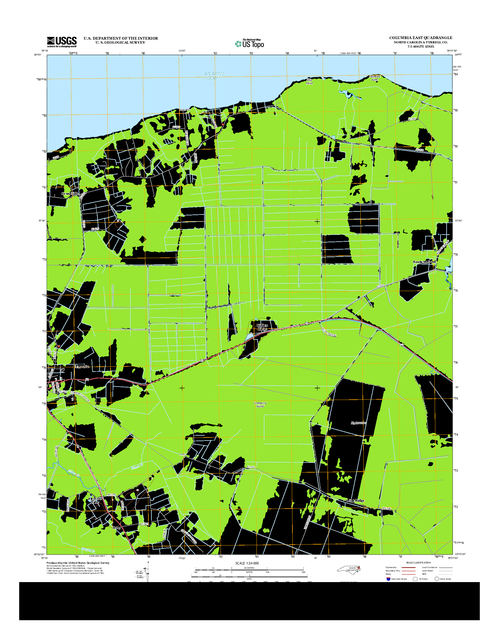 USGS US TOPO 7.5-MINUTE MAP FOR COLUMBIA EAST, NC 2013