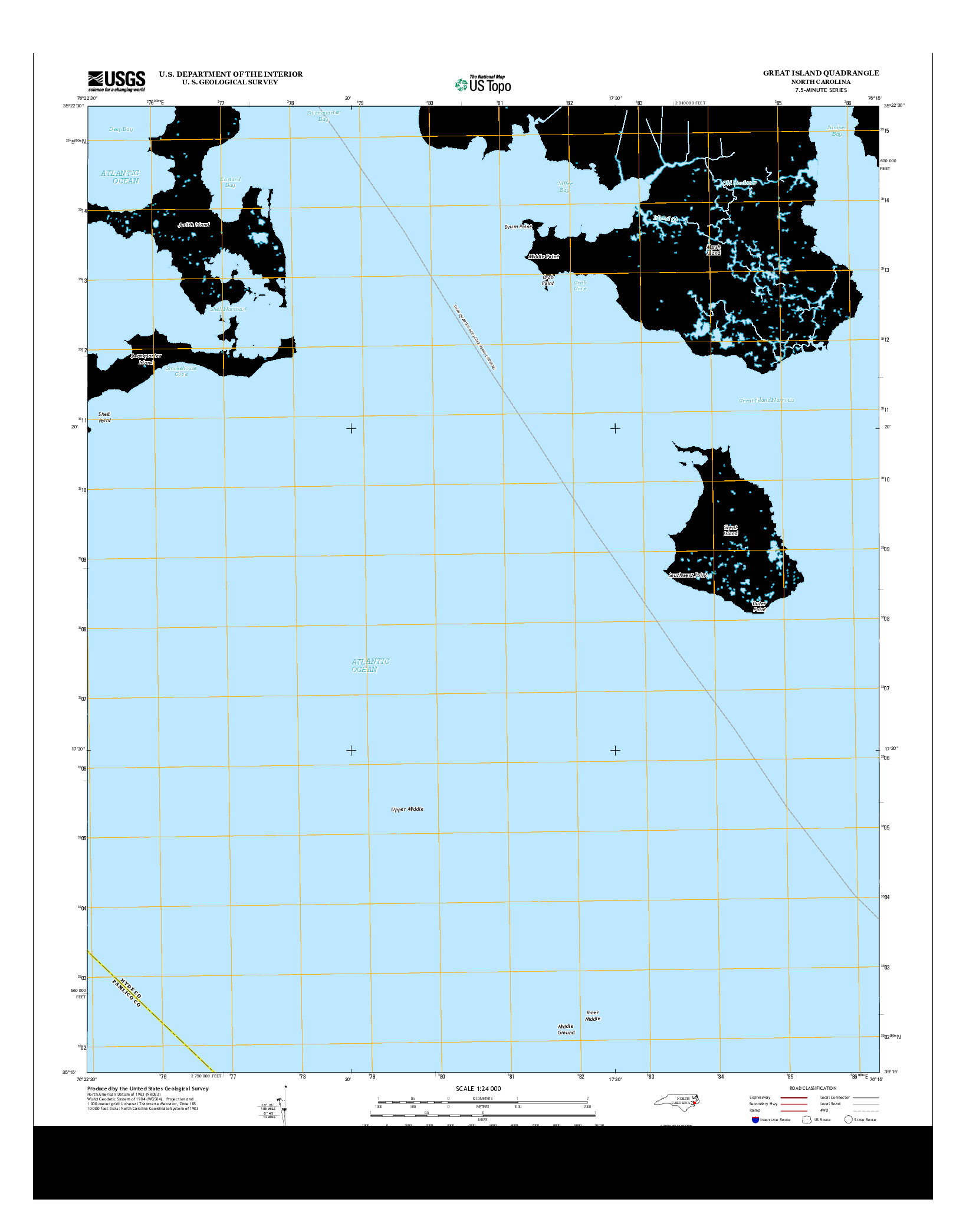 USGS US TOPO 7.5-MINUTE MAP FOR GREAT ISLAND, NC 2013
