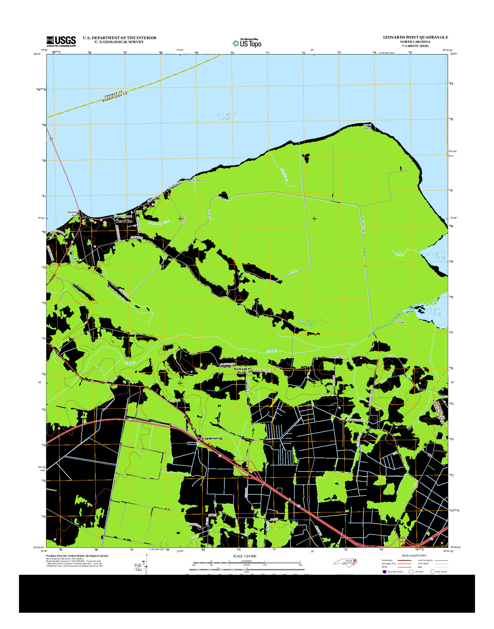USGS US TOPO 7.5-MINUTE MAP FOR LEONARDS POINT, NC 2013