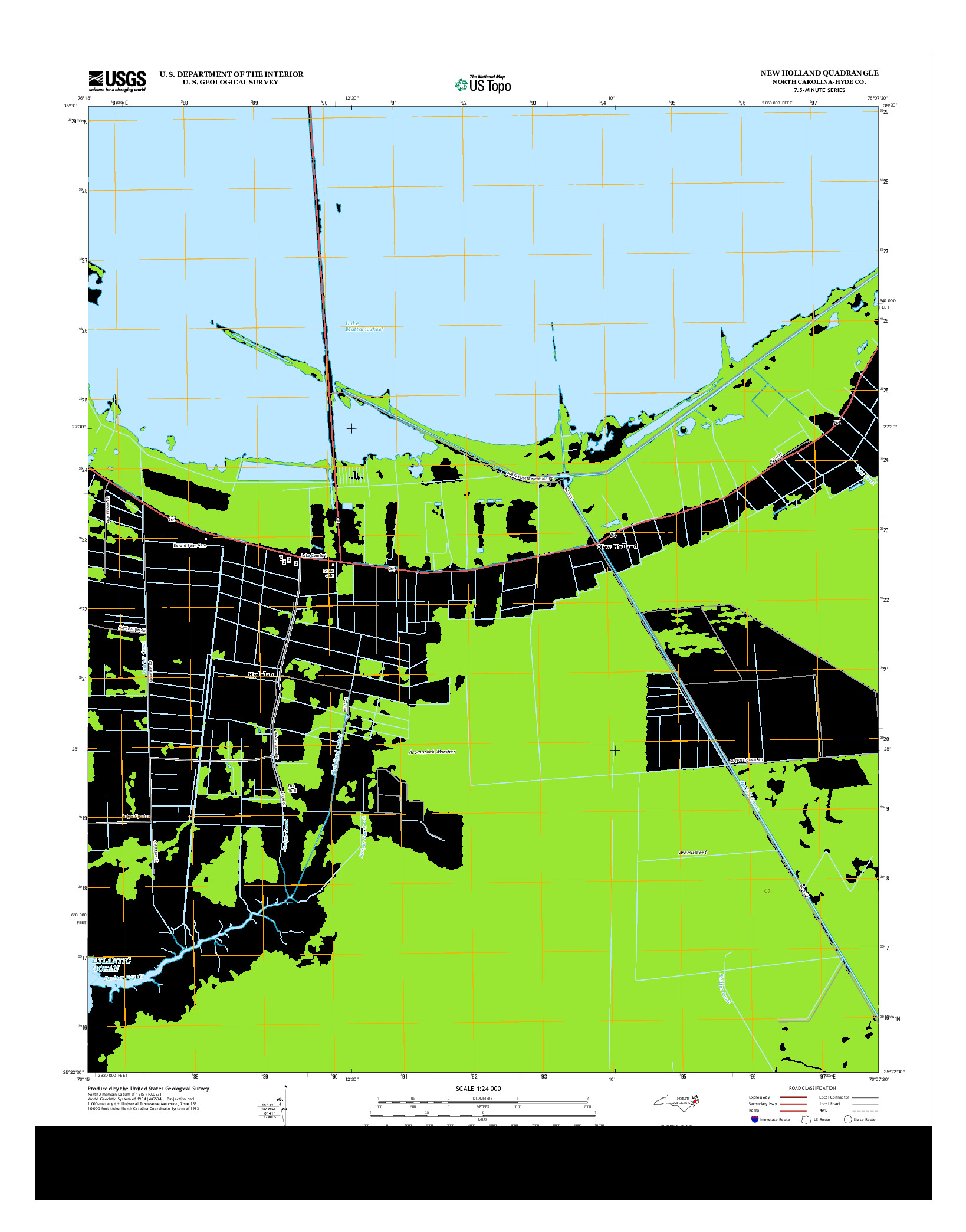 USGS US TOPO 7.5-MINUTE MAP FOR NEW HOLLAND, NC 2013