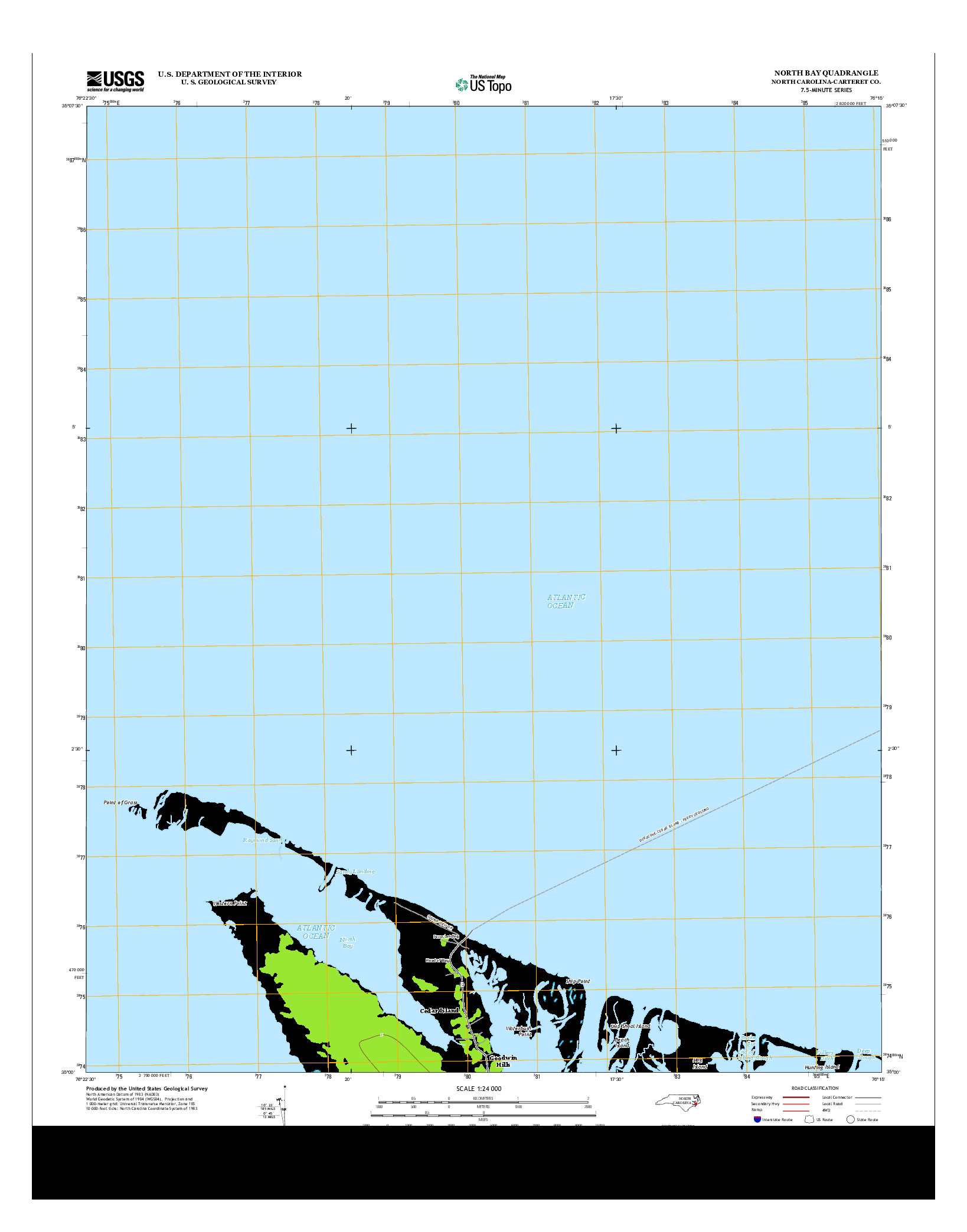 USGS US TOPO 7.5-MINUTE MAP FOR NORTH BAY, NC 2013