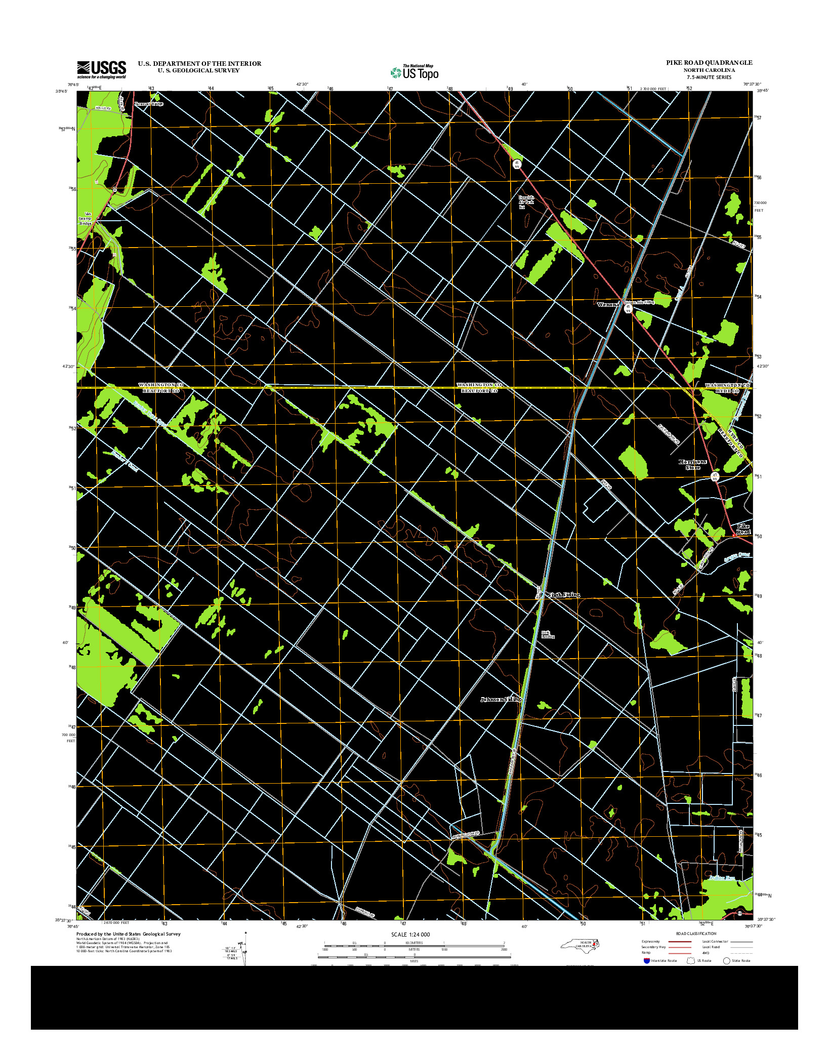 USGS US TOPO 7.5-MINUTE MAP FOR PIKE ROAD, NC 2013