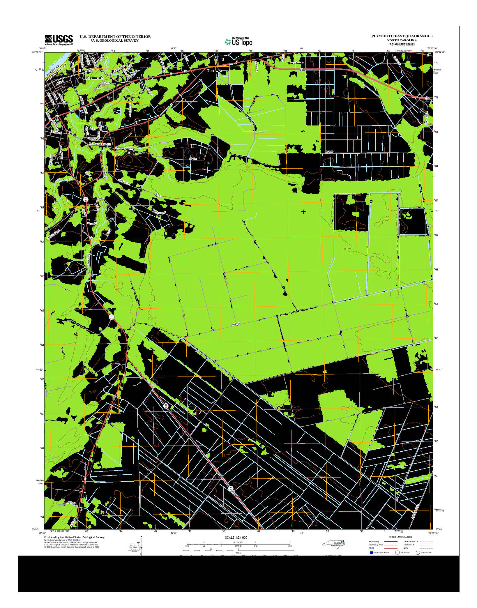 USGS US TOPO 7.5-MINUTE MAP FOR PLYMOUTH EAST, NC 2013