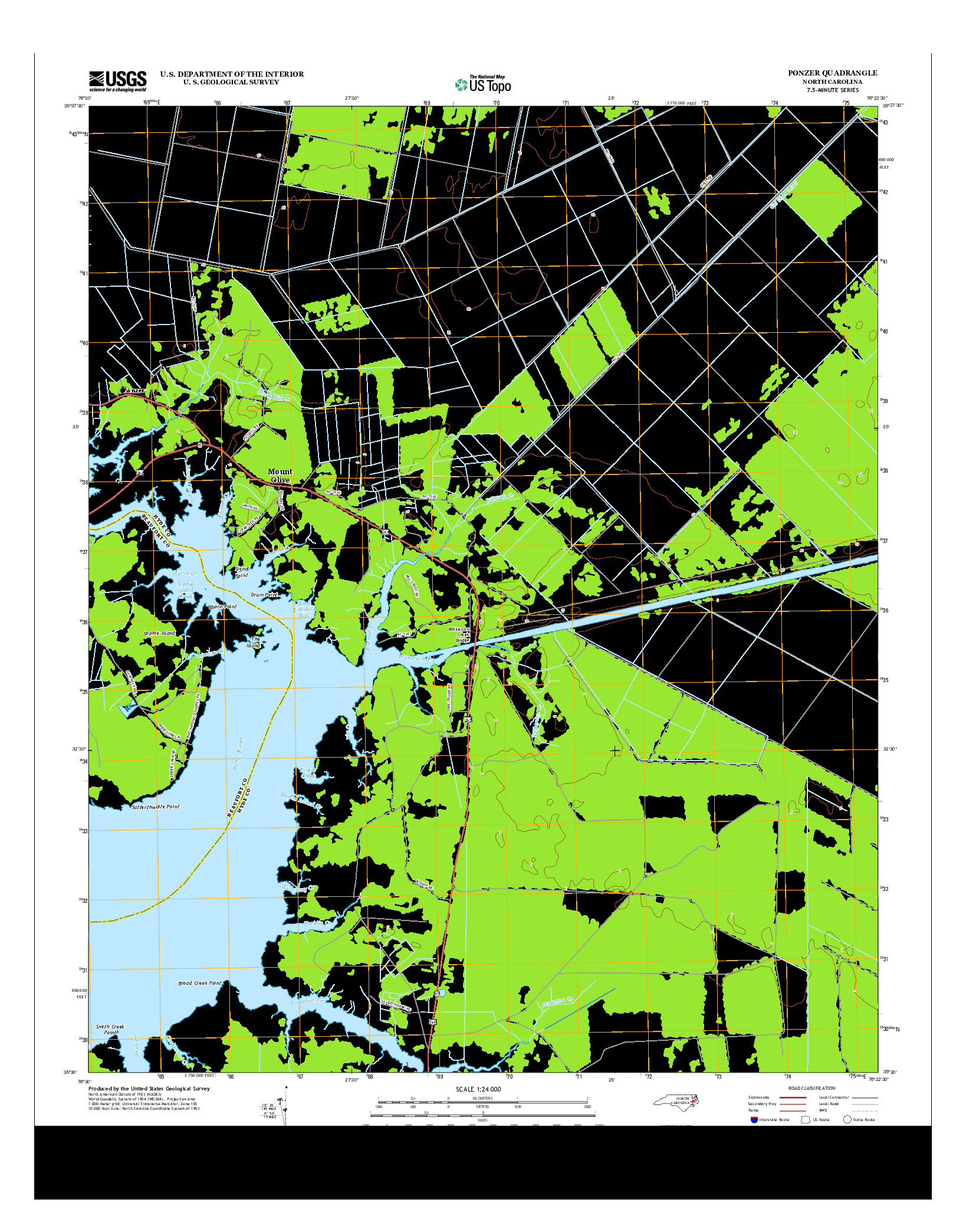 USGS US TOPO 7.5-MINUTE MAP FOR PONZER, NC 2013