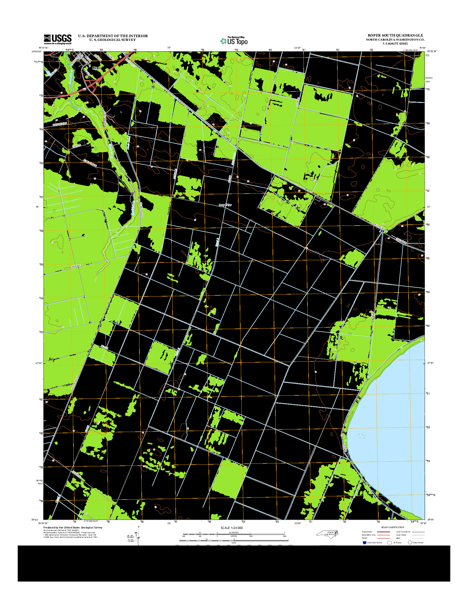 USGS US TOPO 7.5-MINUTE MAP FOR ROPER SOUTH, NC 2013