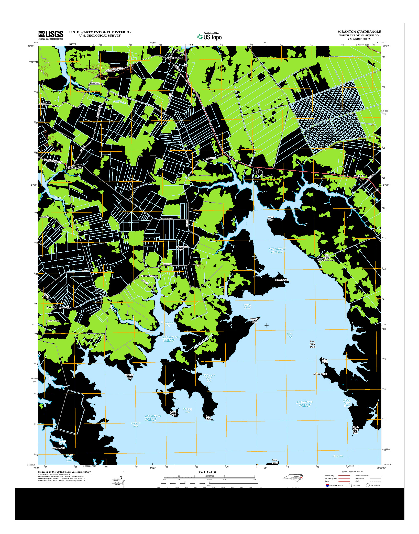USGS US TOPO 7.5-MINUTE MAP FOR SCRANTON, NC 2013