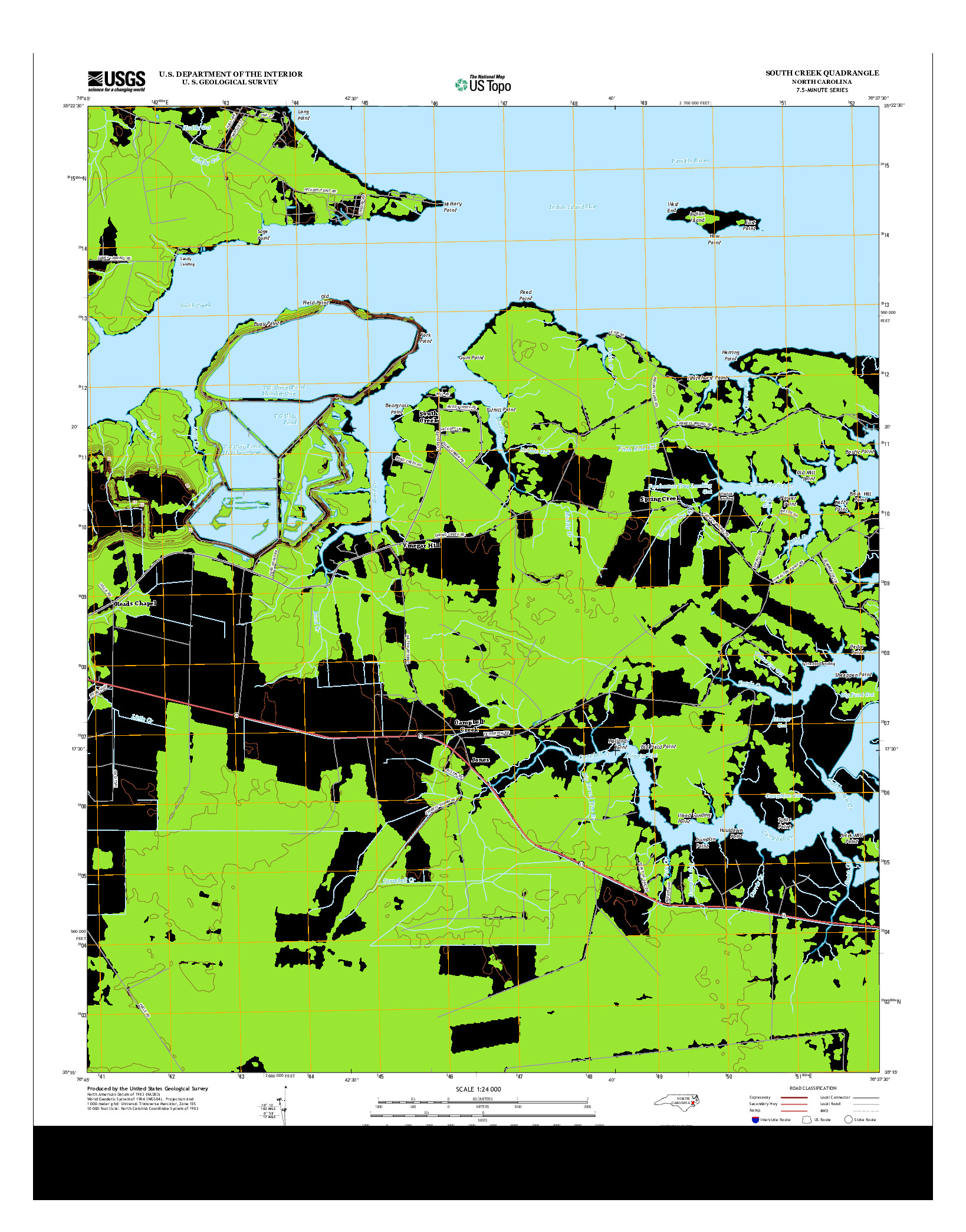 USGS US TOPO 7.5-MINUTE MAP FOR SOUTH CREEK, NC 2013