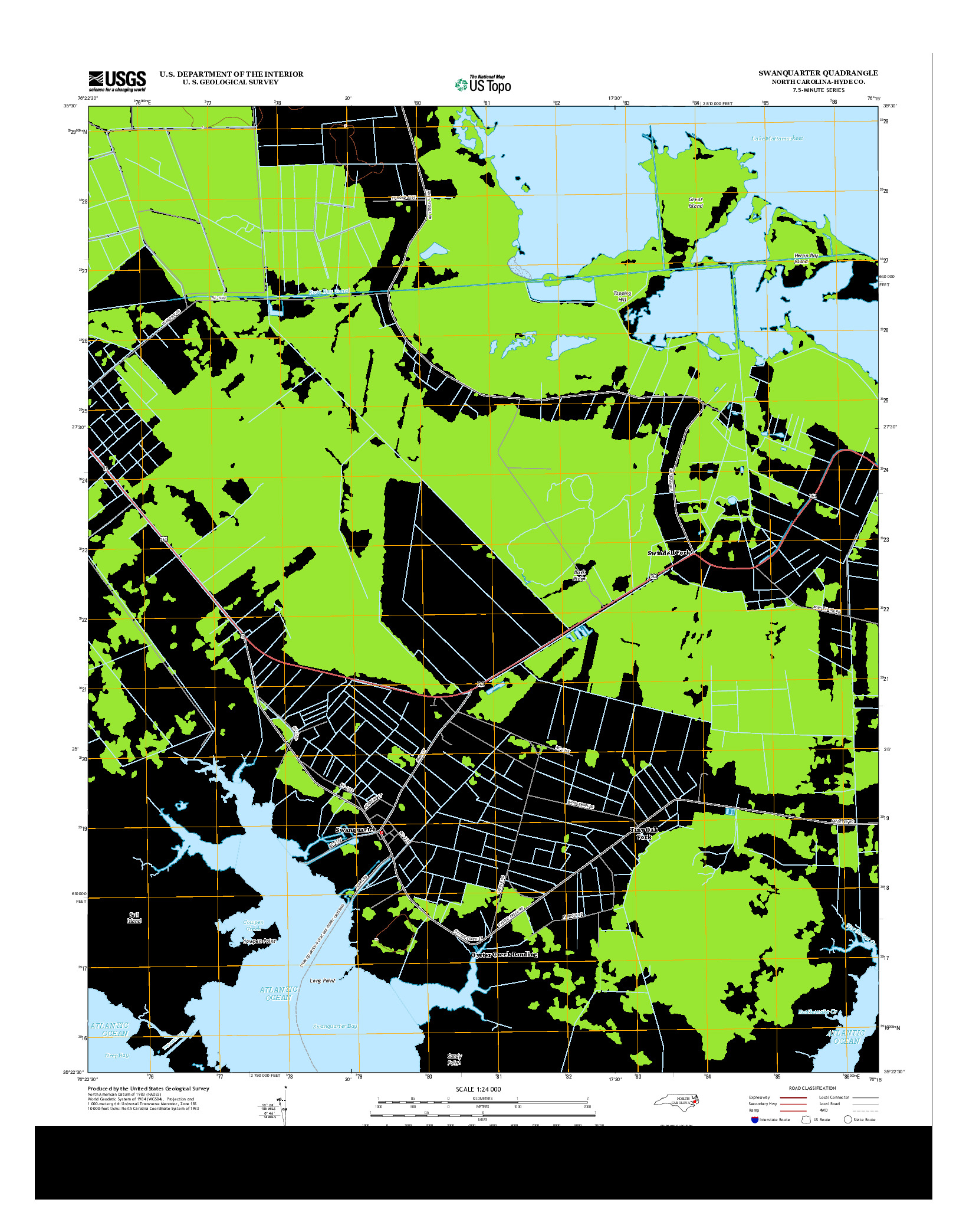 USGS US TOPO 7.5-MINUTE MAP FOR SWANQUARTER, NC 2013