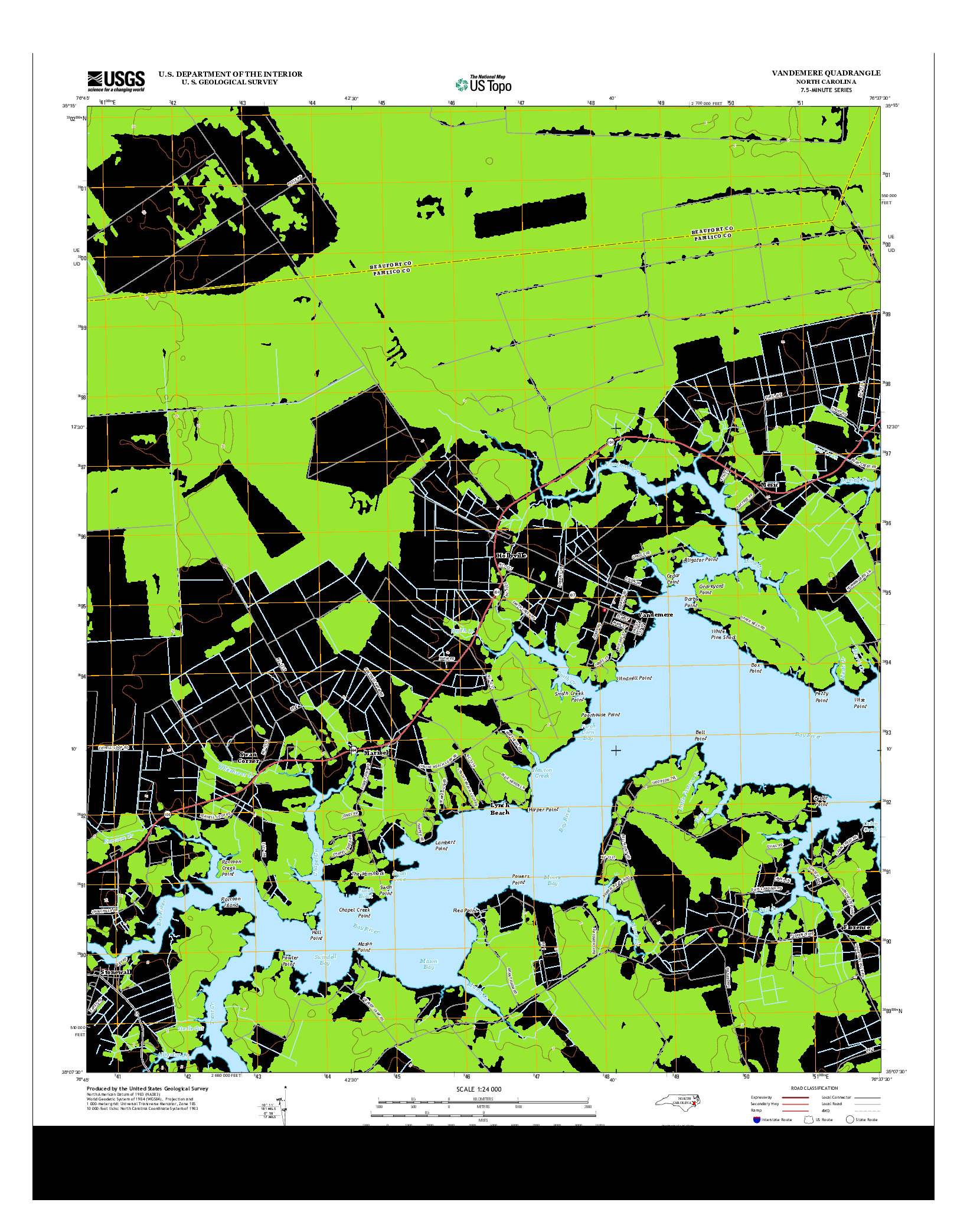 USGS US TOPO 7.5-MINUTE MAP FOR VANDEMERE, NC 2013