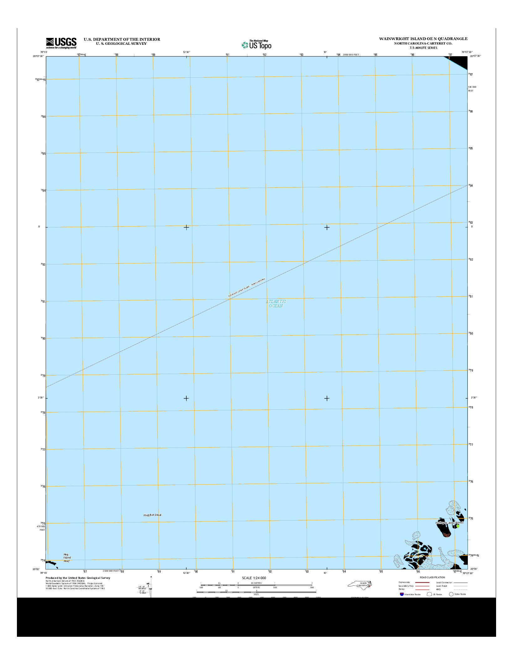 USGS US TOPO 7.5-MINUTE MAP FOR WAINWRIGHT ISLAND OE N, NC 2013