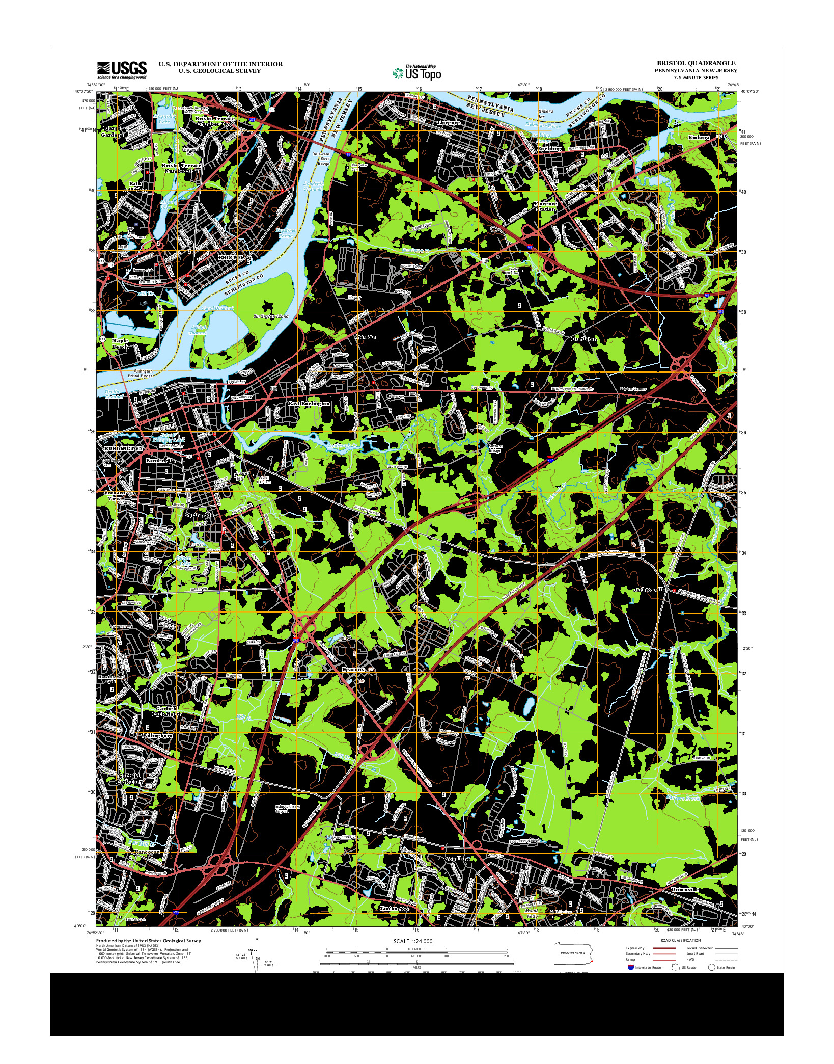 USGS US TOPO 7.5-MINUTE MAP FOR BRISTOL, PA-NJ 2013