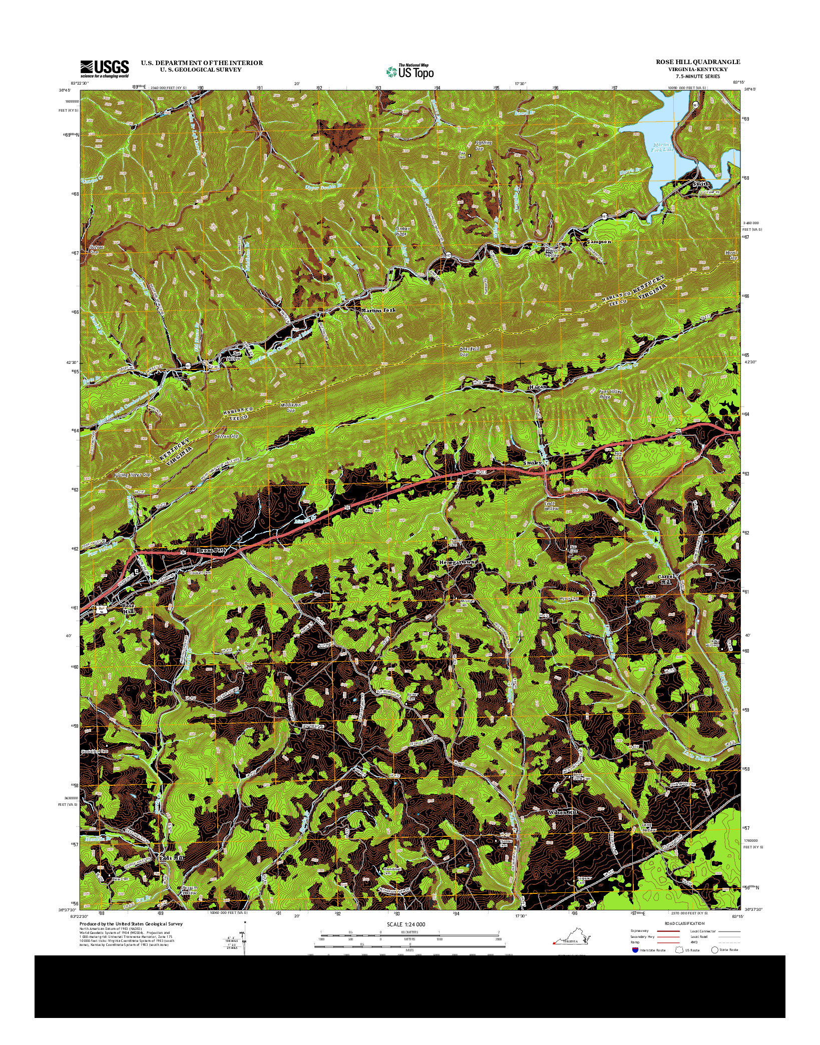 USGS US TOPO 7.5-MINUTE MAP FOR ROSE HILL, VA-KY 2013