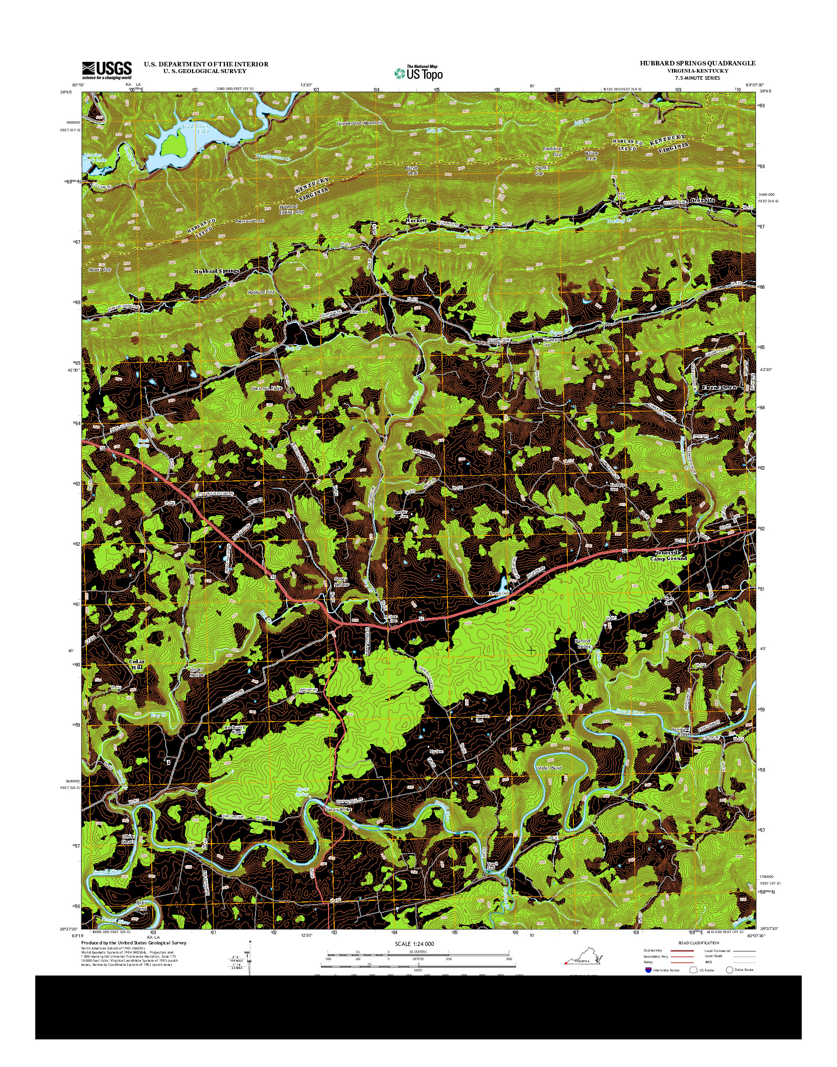 USGS US TOPO 7.5-MINUTE MAP FOR HUBBARD SPRINGS, VA-KY 2013