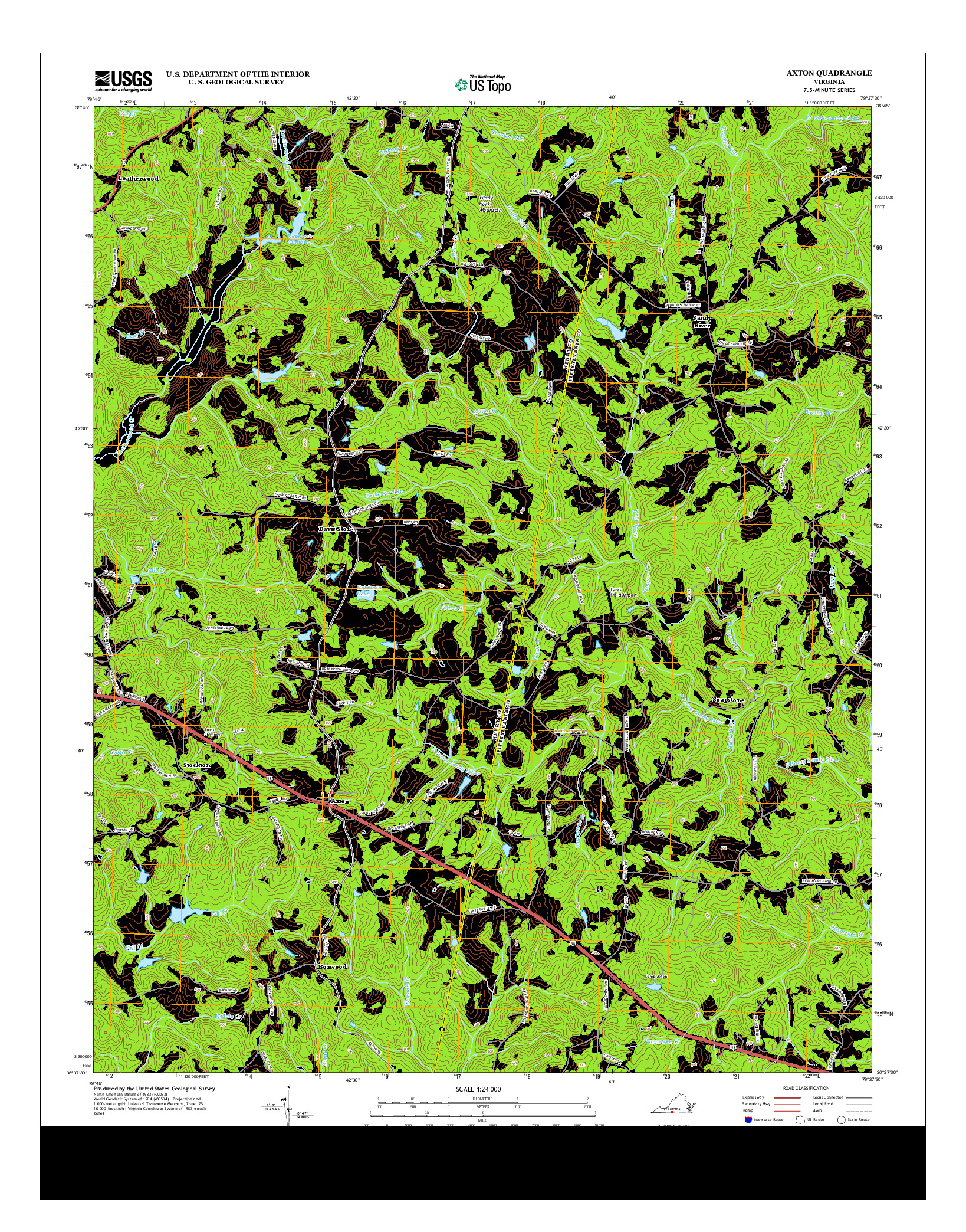 USGS US TOPO 7.5-MINUTE MAP FOR AXTON, VA 2013