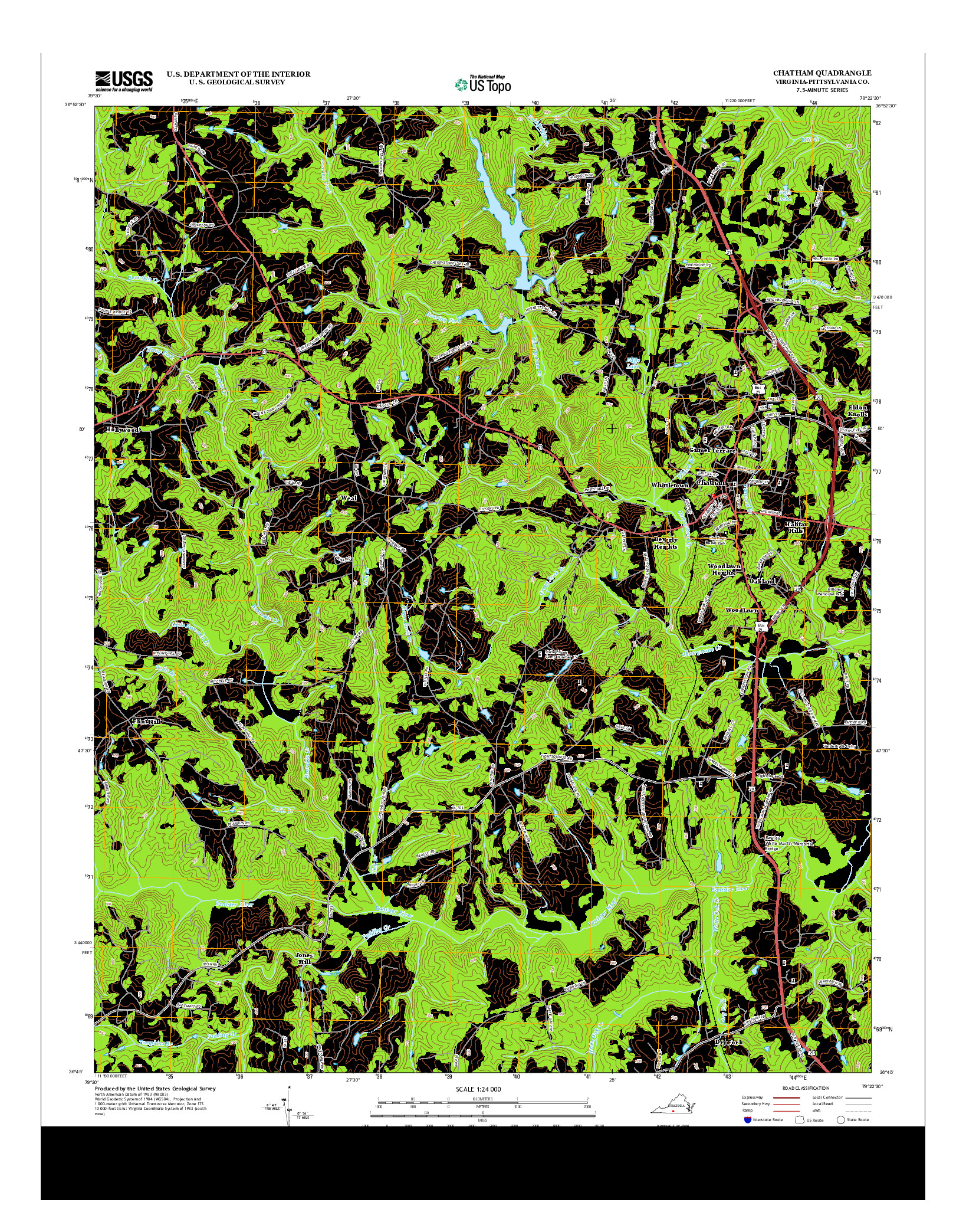 USGS US TOPO 7.5-MINUTE MAP FOR CHATHAM, VA 2013