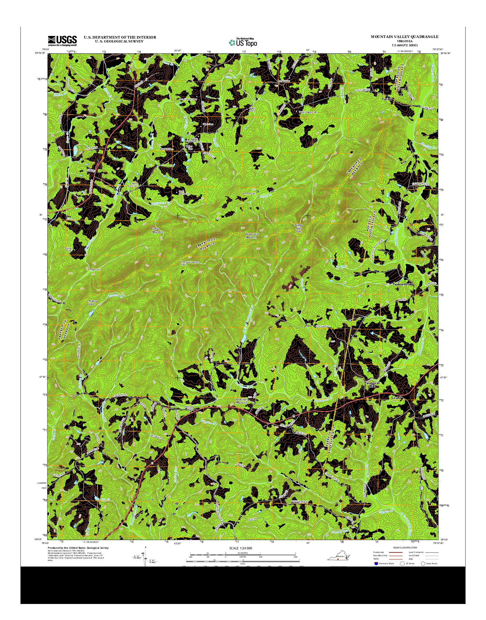 USGS US TOPO 7.5-MINUTE MAP FOR MOUNTAIN VALLEY, VA 2013