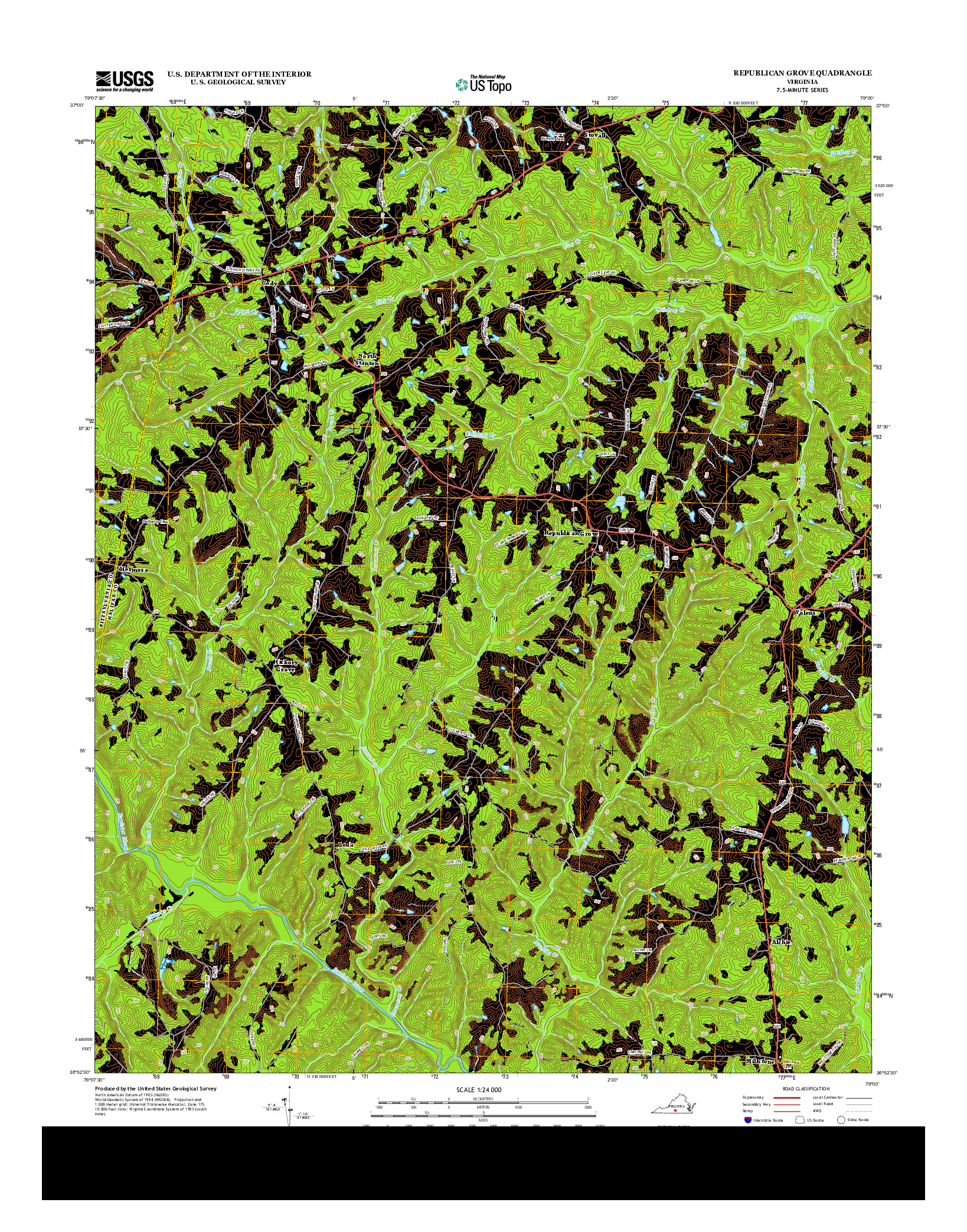 USGS US TOPO 7.5-MINUTE MAP FOR REPUBLICAN GROVE, VA 2013