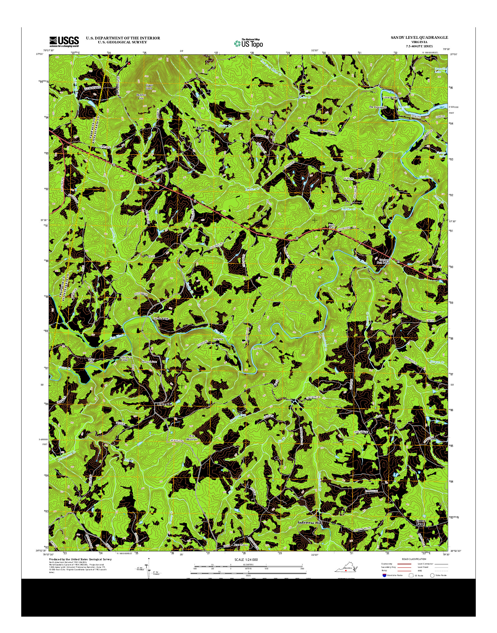 USGS US TOPO 7.5-MINUTE MAP FOR SANDY LEVEL, VA 2013