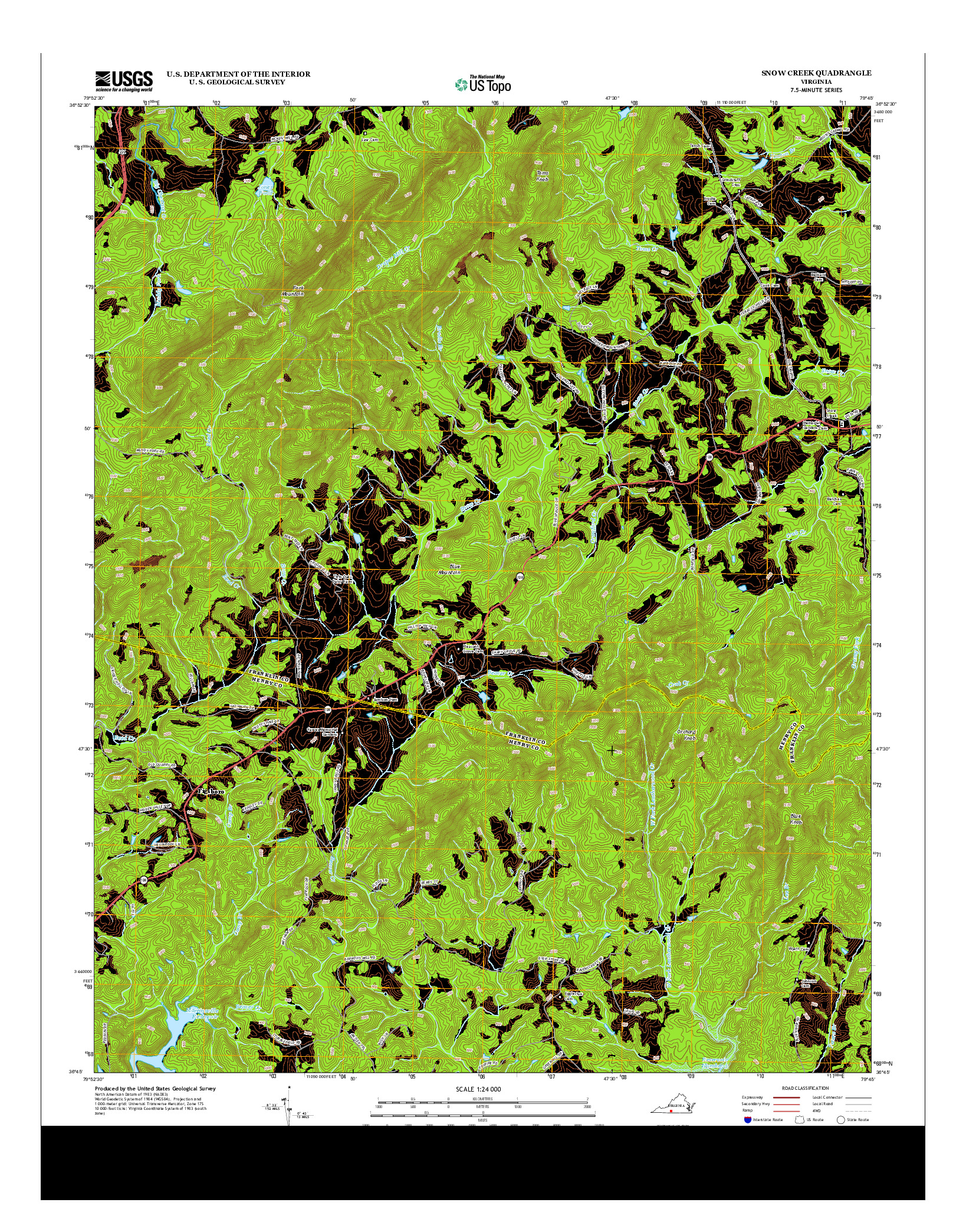 USGS US TOPO 7.5-MINUTE MAP FOR SNOW CREEK, VA 2013