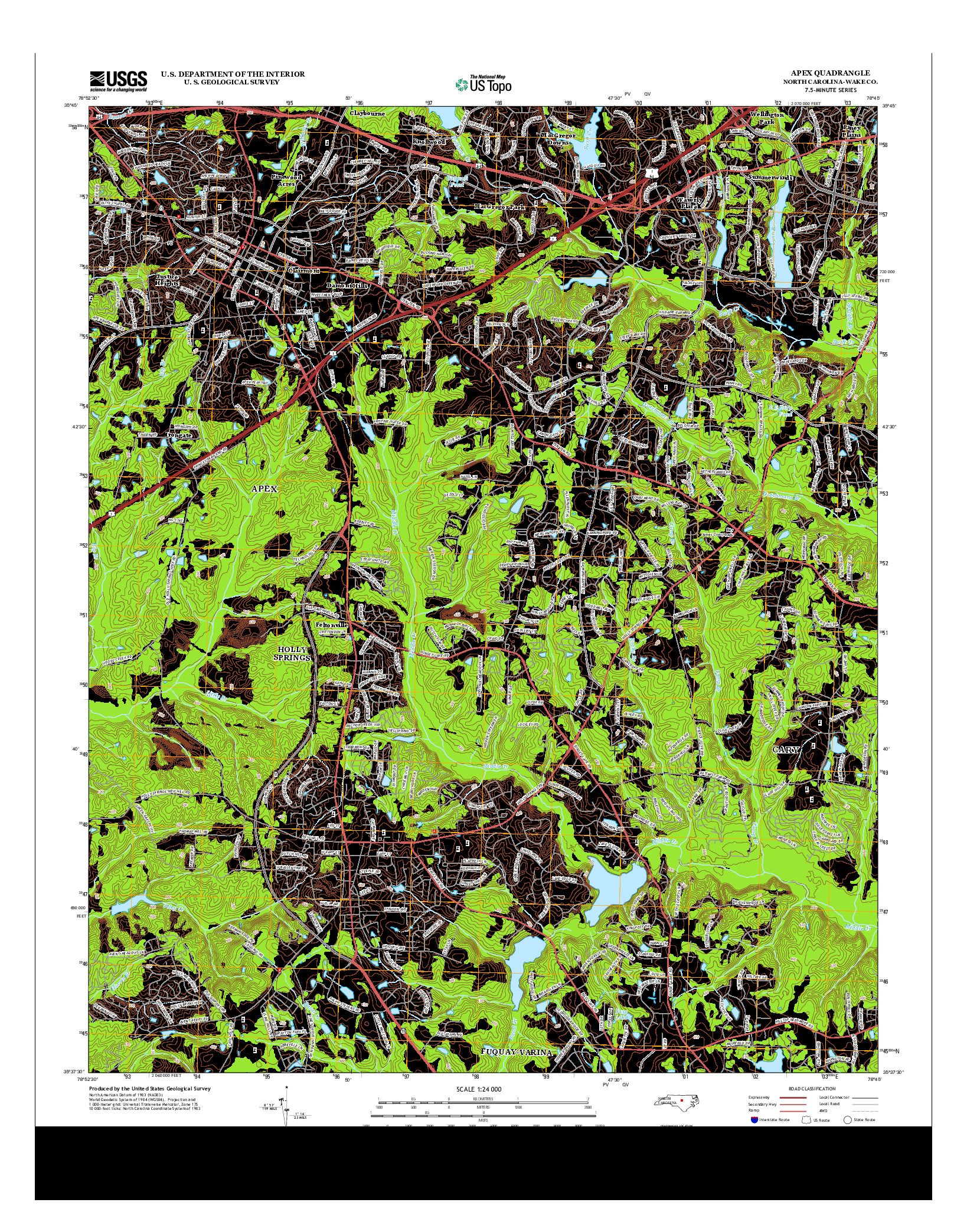 USGS US TOPO 7.5-MINUTE MAP FOR APEX, NC 2013