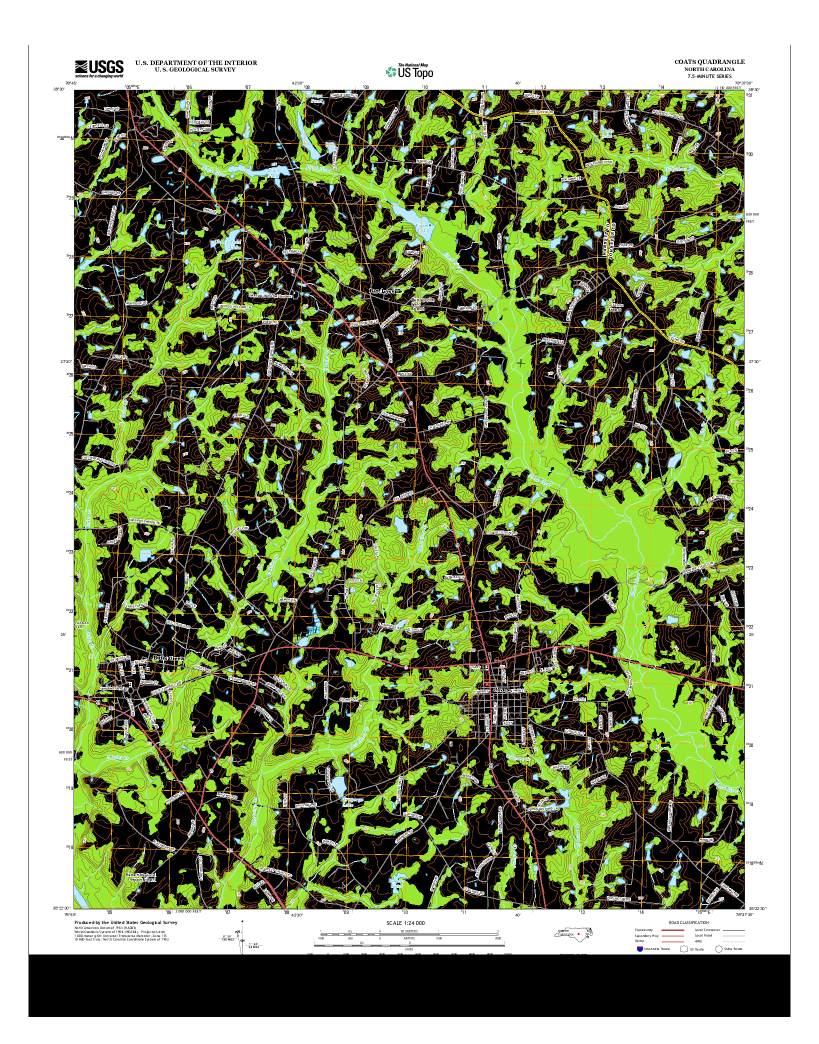 USGS US TOPO 7.5-MINUTE MAP FOR COATS, NC 2013