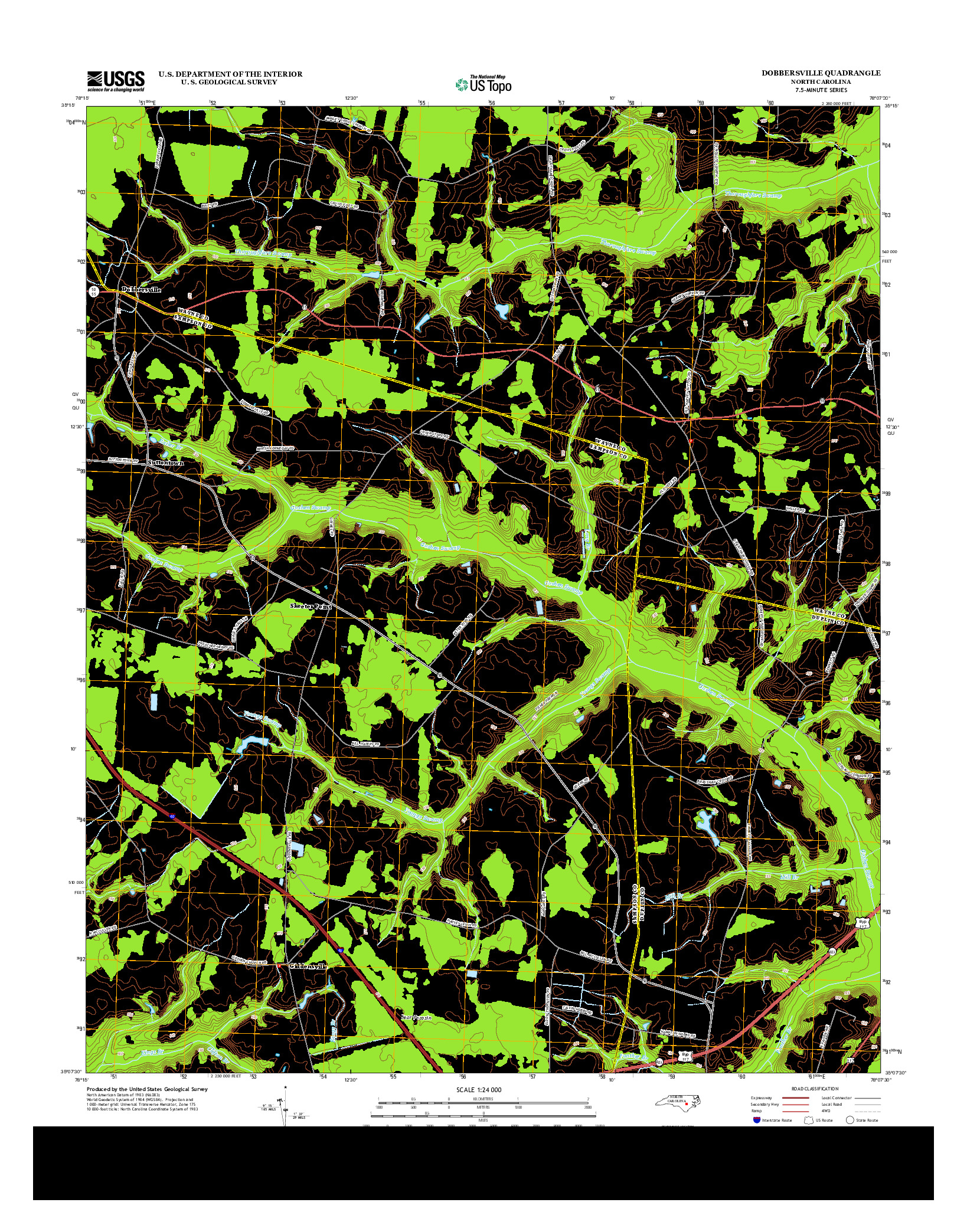 USGS US TOPO 7.5-MINUTE MAP FOR DOBBERSVILLE, NC 2013