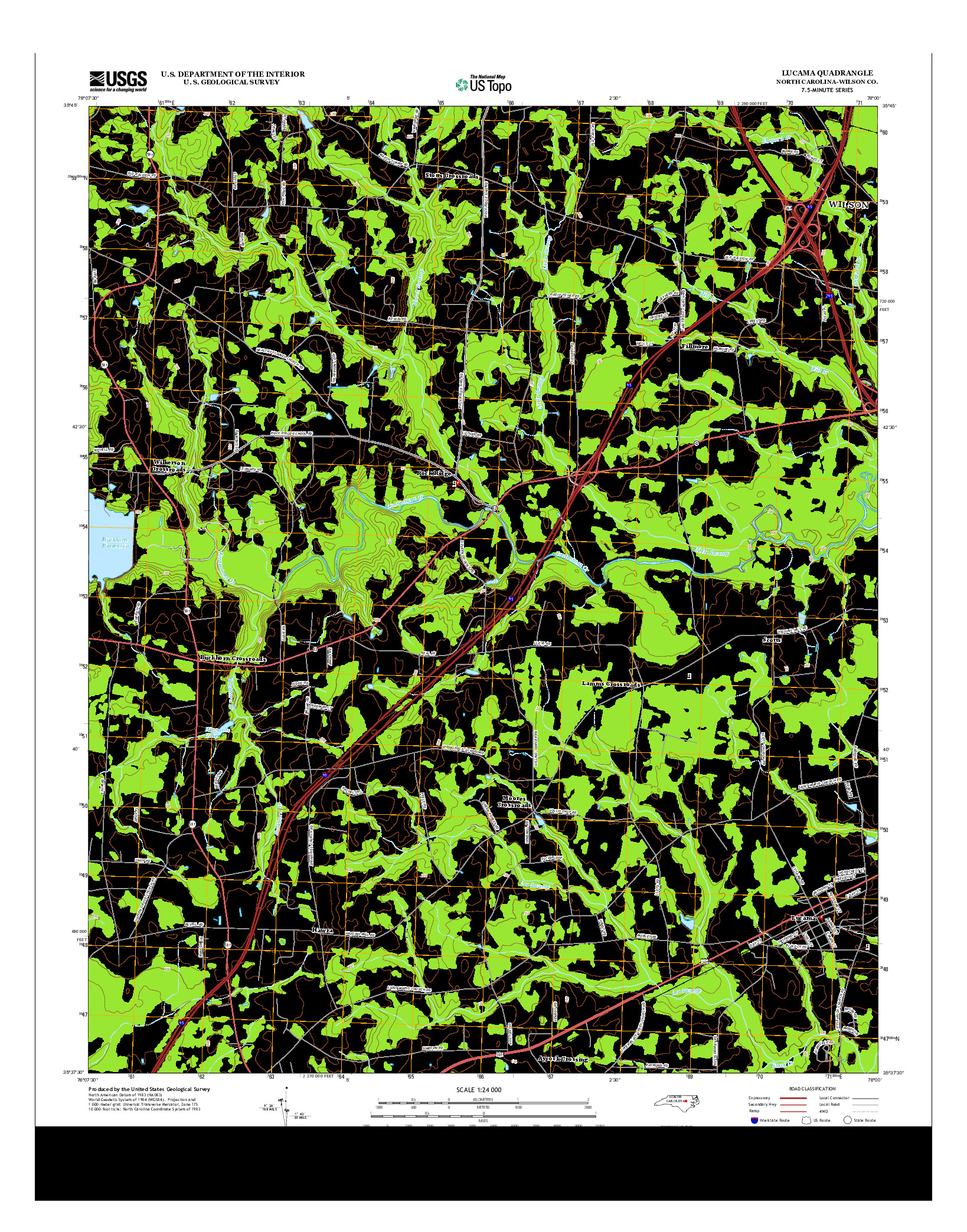USGS US TOPO 7.5-MINUTE MAP FOR LUCAMA, NC 2013